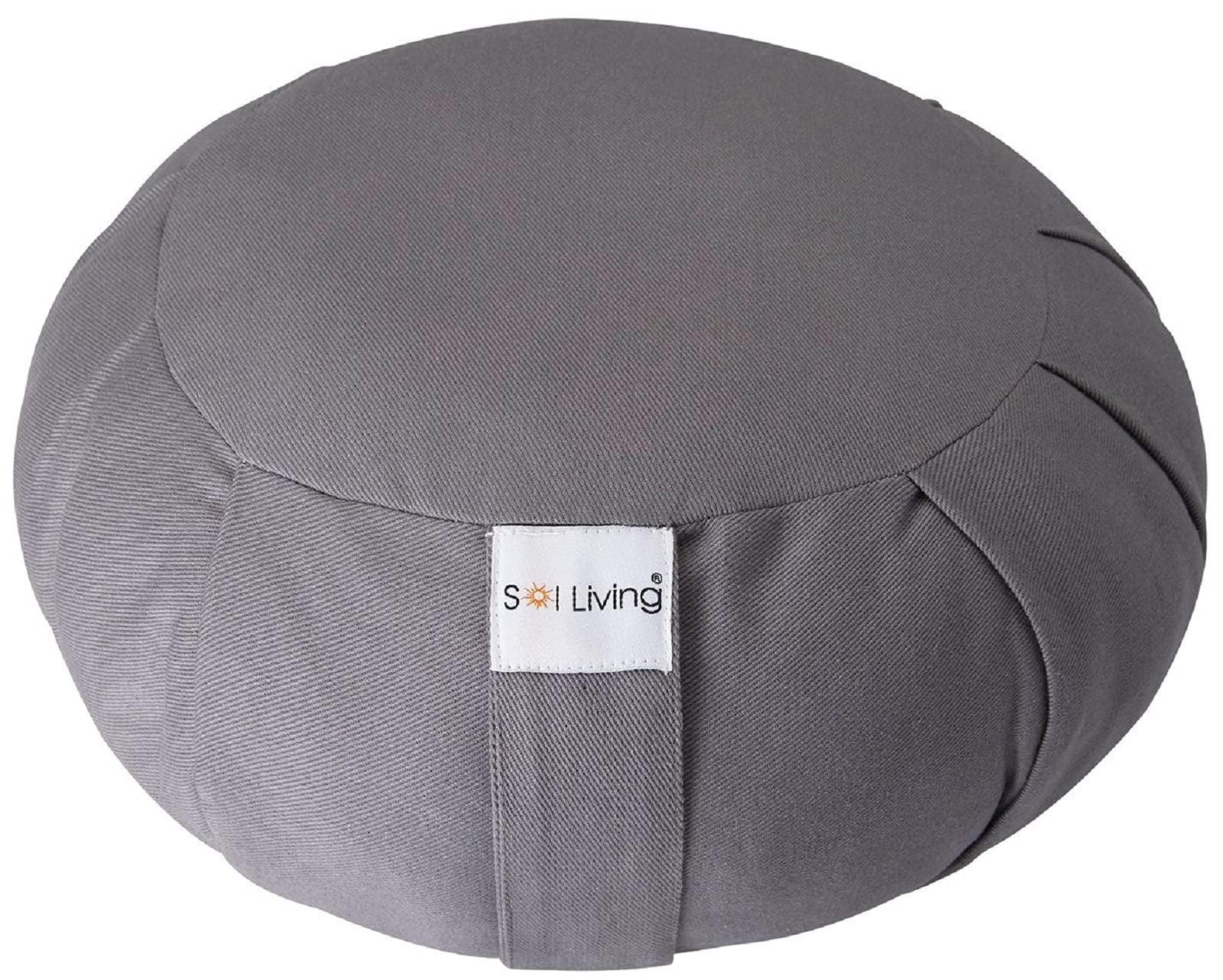 Sol Living Organic Cotton Zafu Meditation Cushion Meditation Cushion with Full Back Support and Core Stability Durable Eco-Friendly Meditation Pillow Grey
