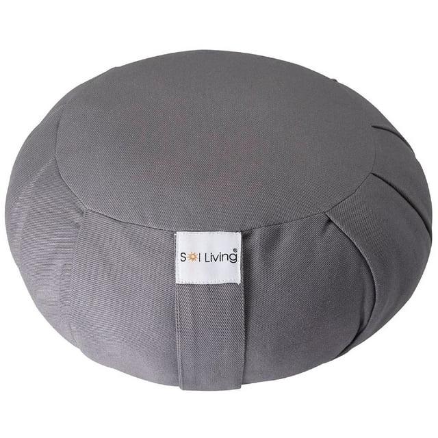 Sol Living Organic Cotton Zafu Meditation Cushion Meditation Cushion with Full Back Support and Core Stability Durable Eco-Friendly Meditation Pillow Grey