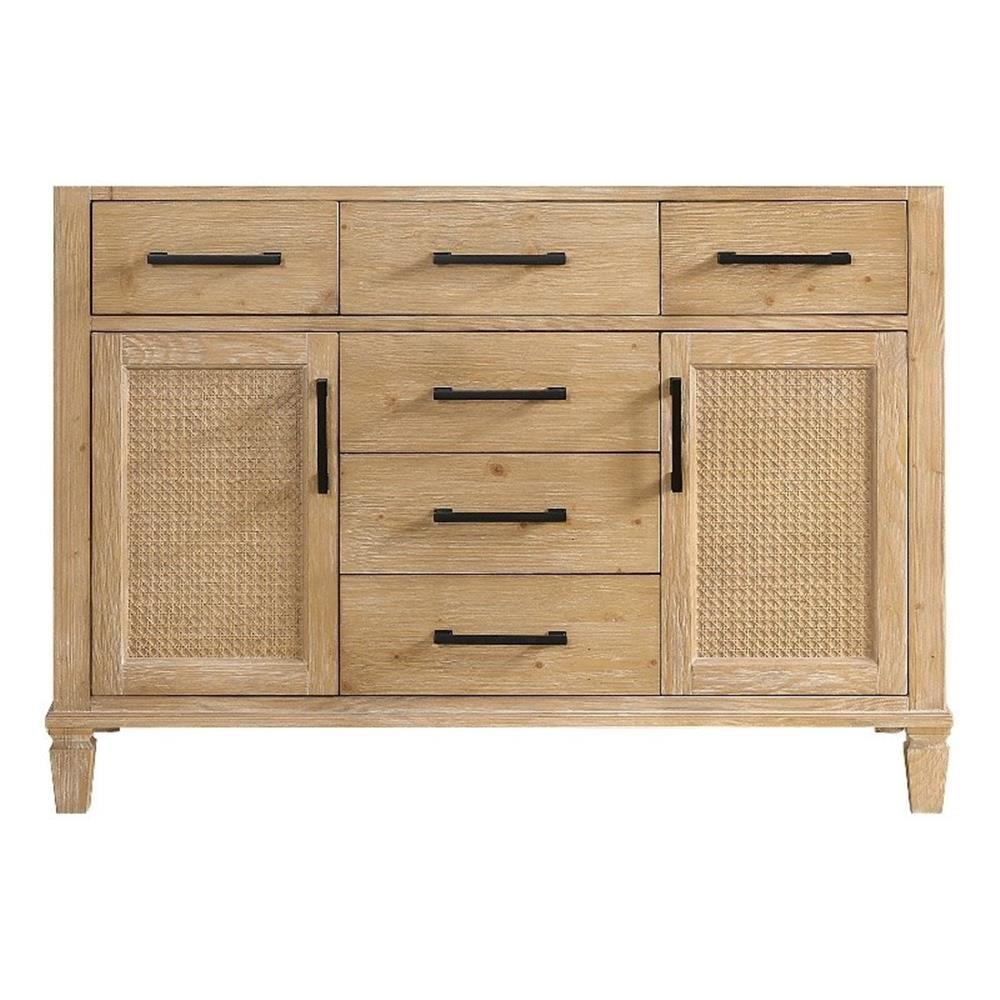 Solana 47.2" Weathered Fir Wood Vanity Base with Rattan Accents