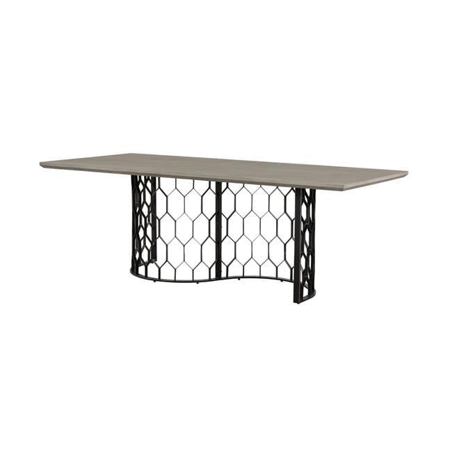 Solange 87" Gray Concrete and Black Metal Dining Table