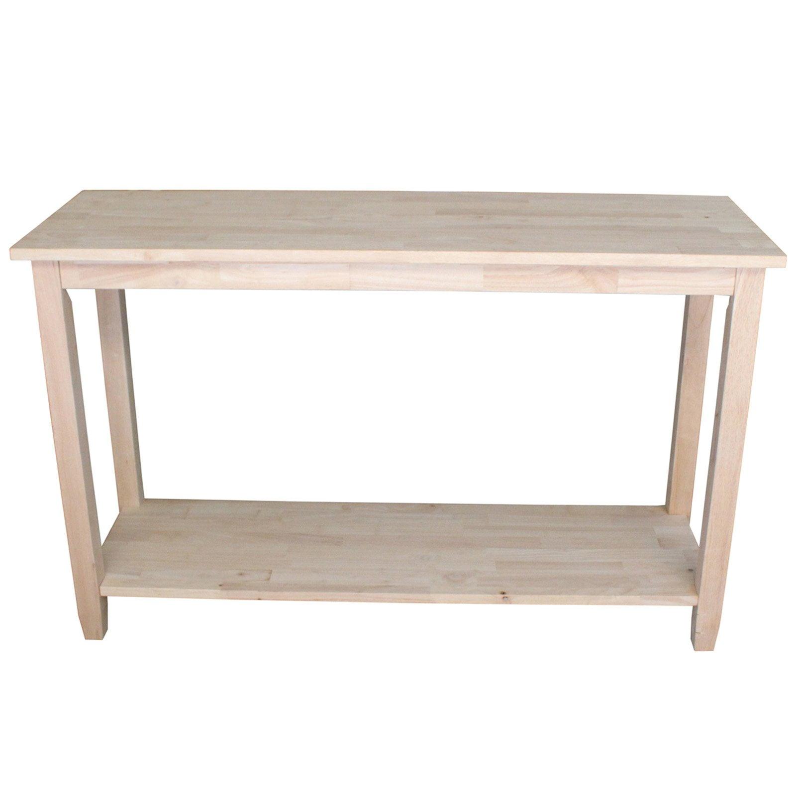 Solano Unfinished Solid Wood Console Table with Storage Shelf