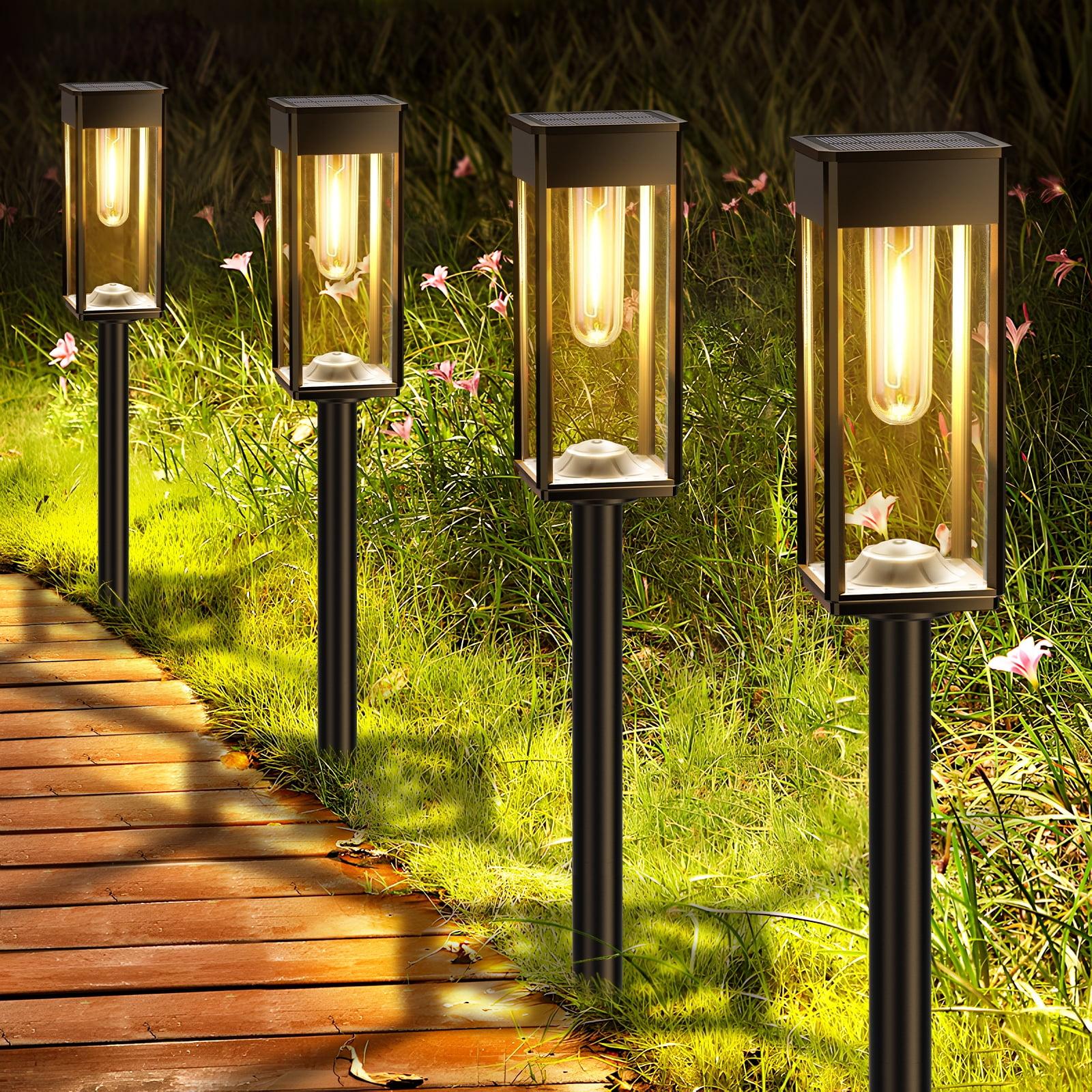 BITPOTT Solar Garden Lighting 8Pack Edison Bulbs Solar Powered Outdoor Pathway Light for Driveway