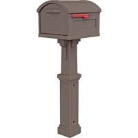Gibraltar Mailboxes Grand Haven Classic Plastic Post Mount Mocha Mailbox