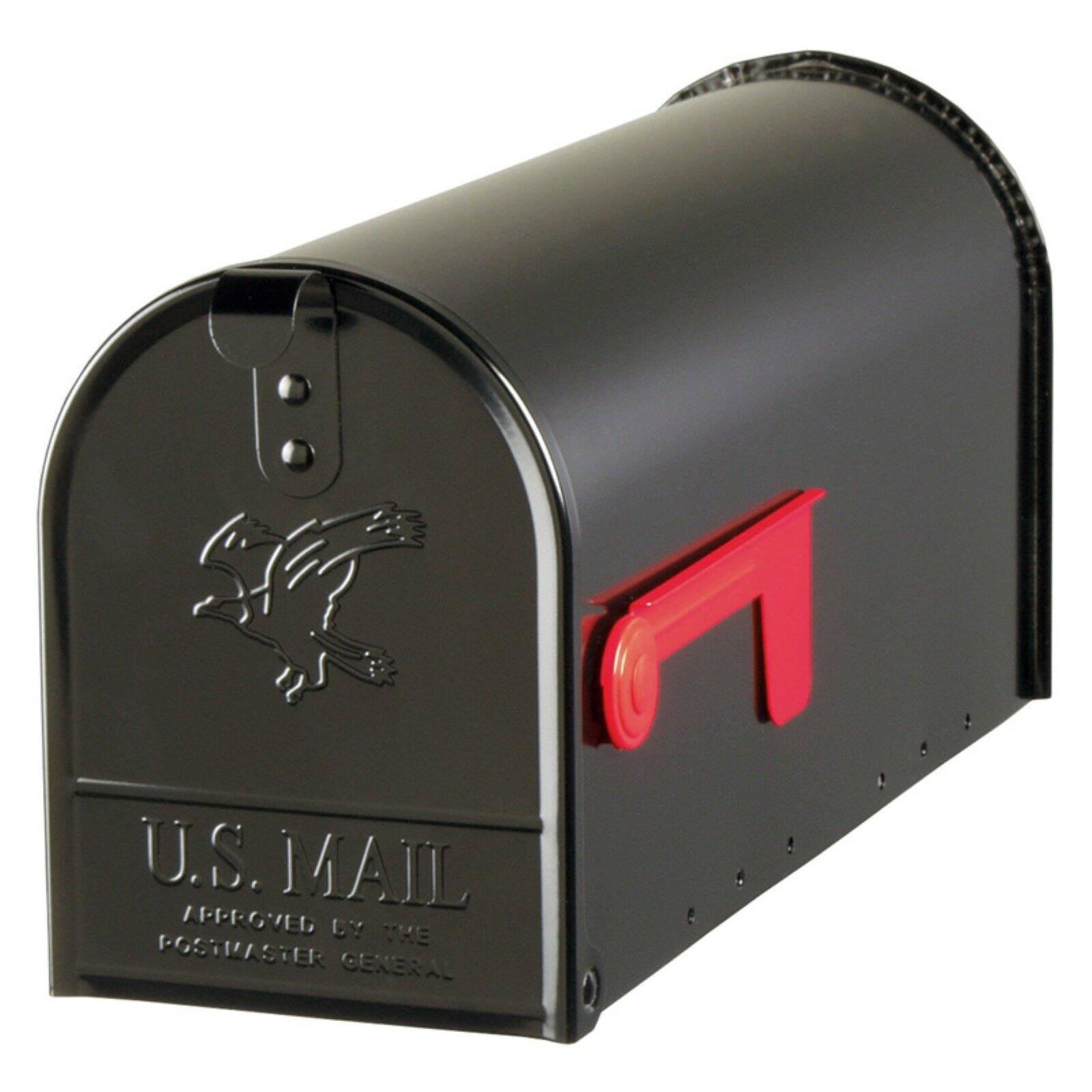 Bronze Medium Steel Post-Mount Mailbox with Red Flag