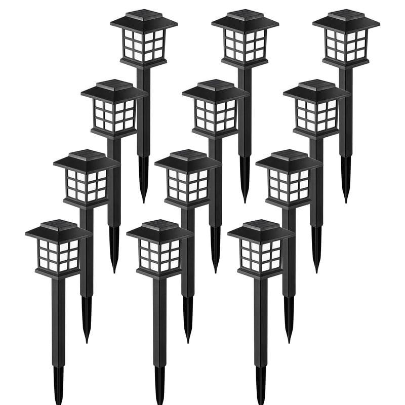 12 Pack Solar Lights Outdoor Waterproof - Easy Install LED Pathway Lights for Garden, Yard, Patio, No Tools Needed, White Light, Dusk to Dawn (Weatherproof)
