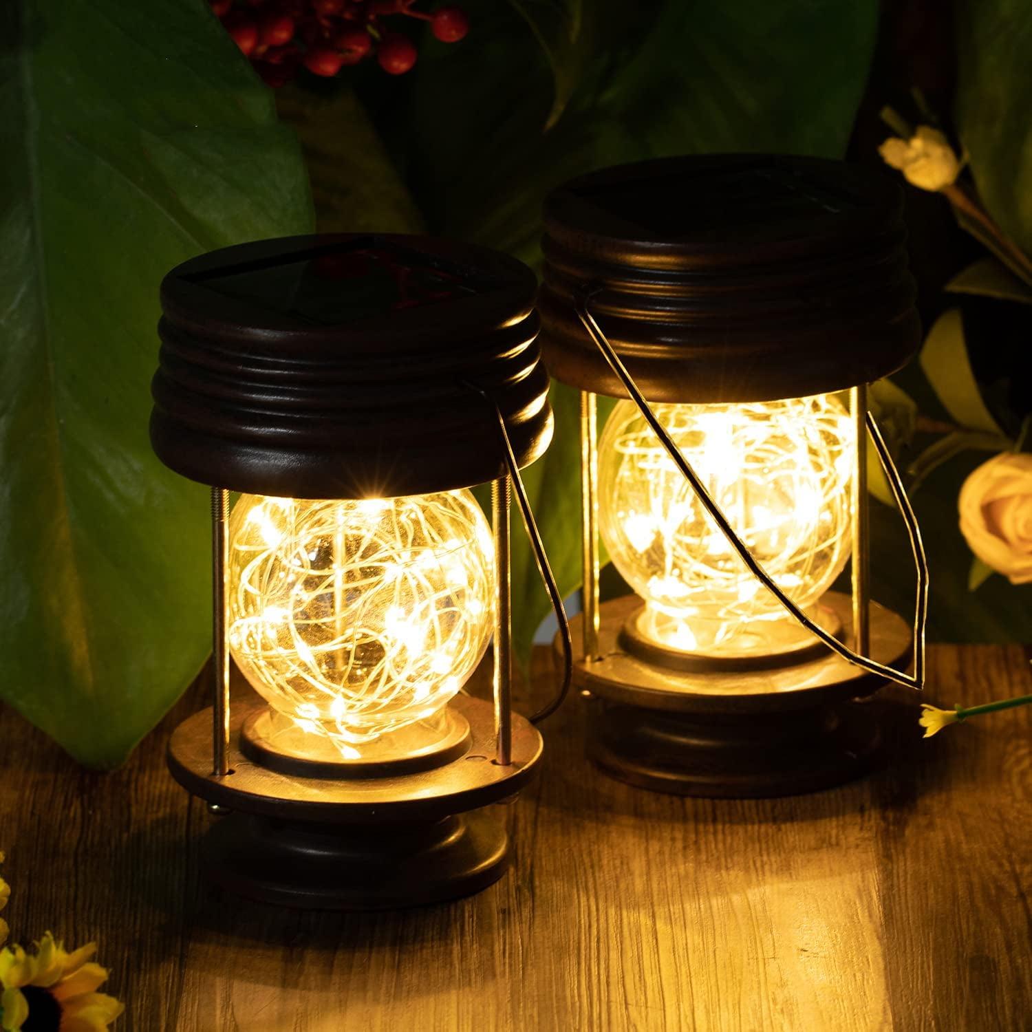 Vintage Bronze LED Solar Pathway Lanterns, 2-Pack