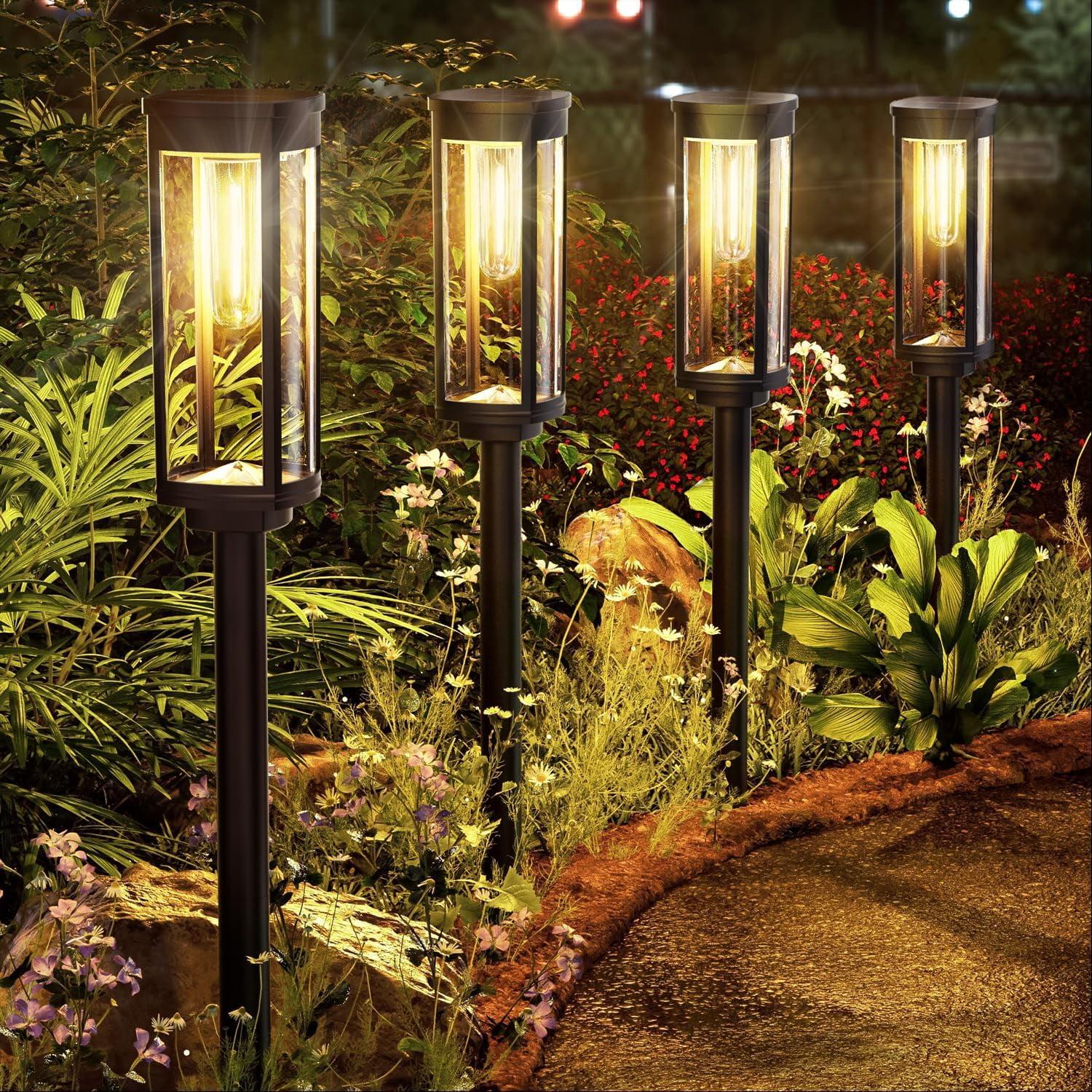 Warm White LED Solar Pathway Lights Multipack