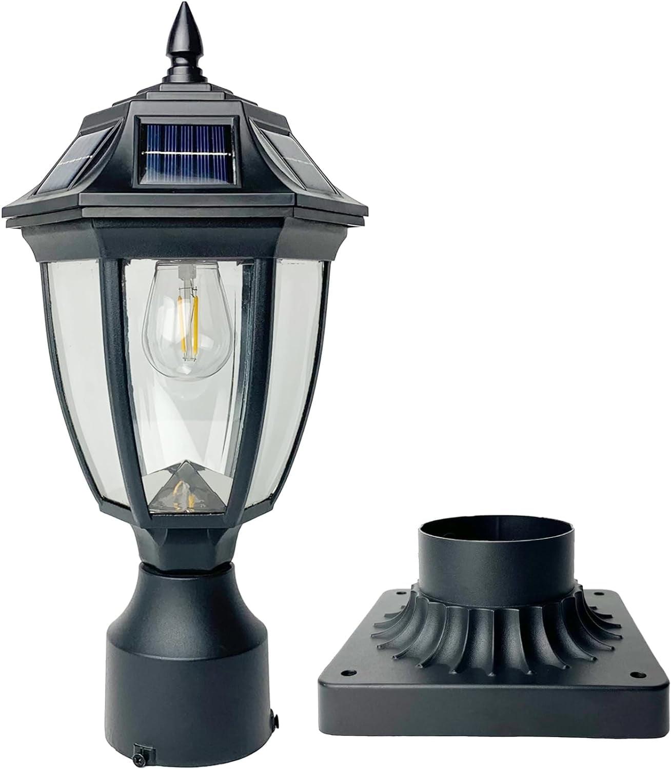 Black Aluminum Solar LED Dusk to Dawn Outdoor Lamp Post