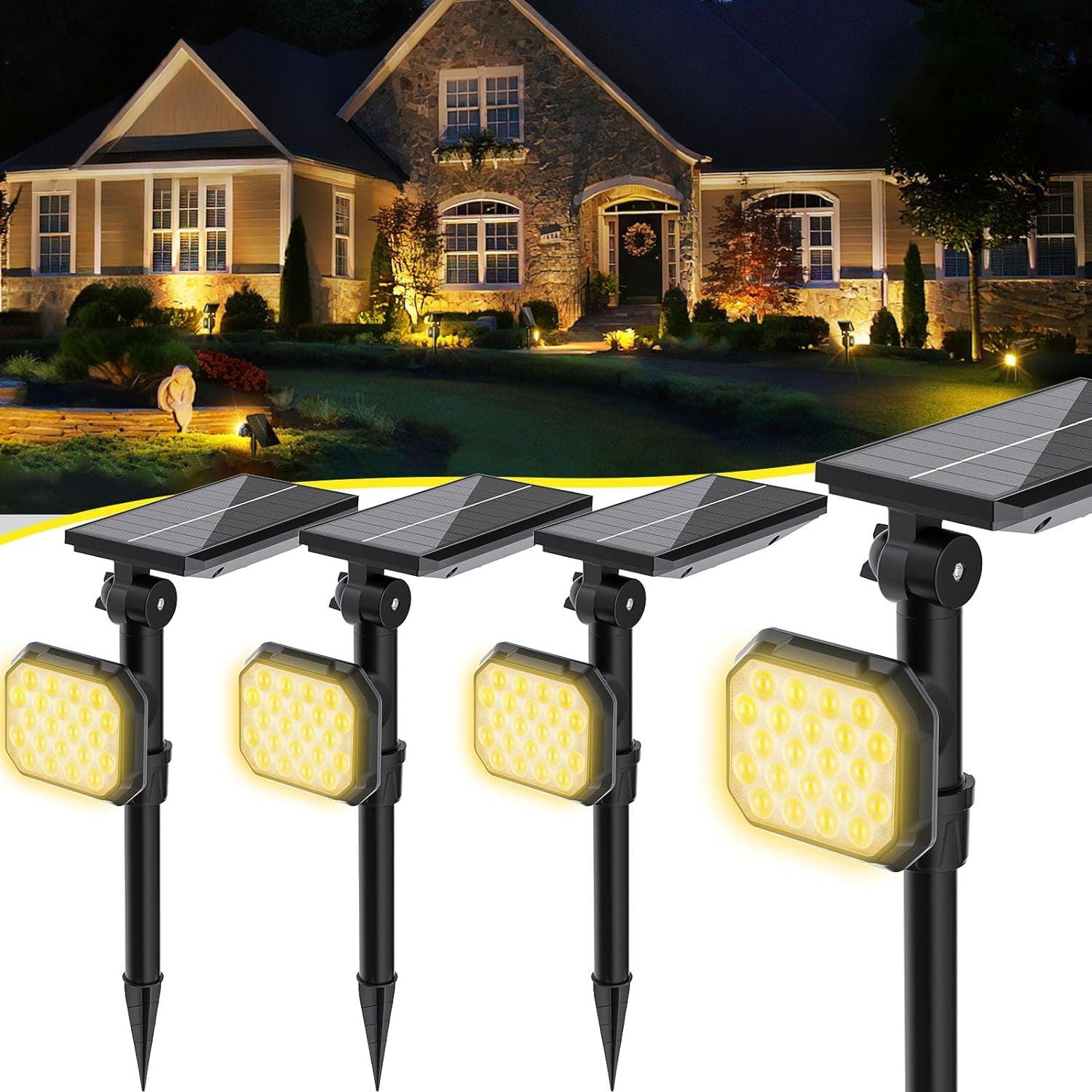 JSOT 700 Lumen Solar LED Spotlights with Motion Sensor, 4 Pack