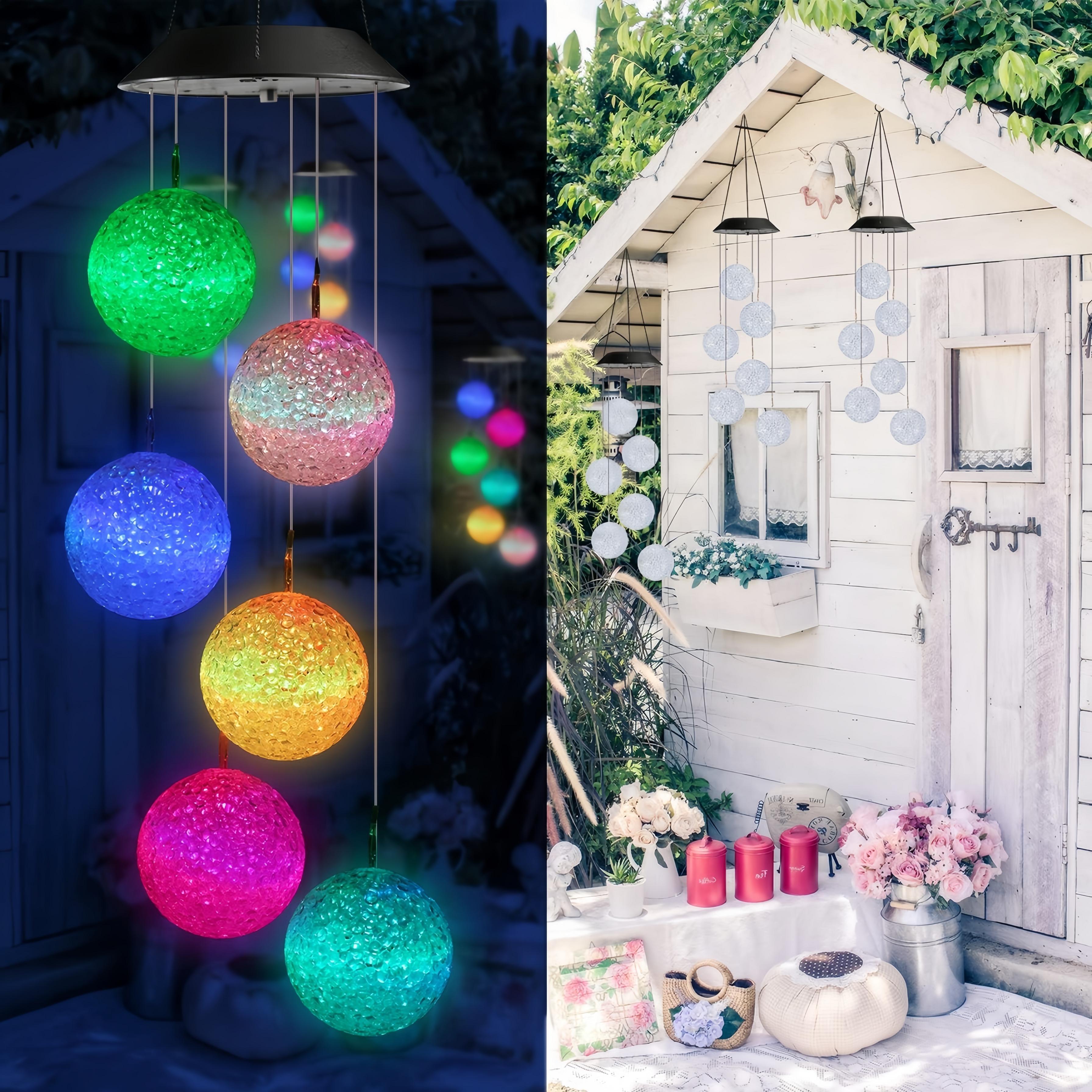 Solar Wind Chime, Color Changing Ball Wind Chimes, LED Decorative Mobile, Gifts for Mom Grandma, Waterproof Outdoor Solar Lights for Garden, Patio, Party, Yard, Window, Outdoor Decorations