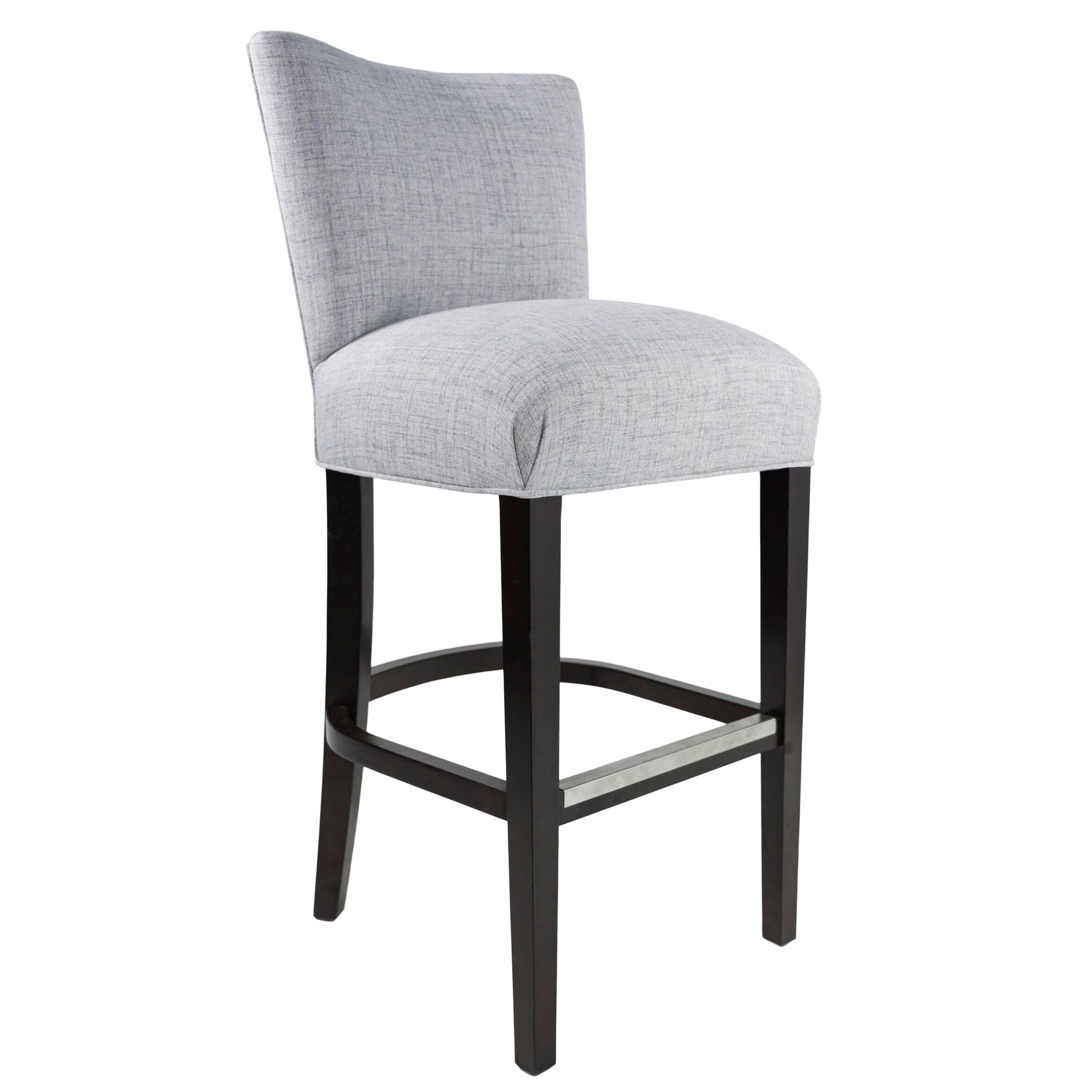 Savannah Light Gray Upholstered Barstool with Black Wood Legs