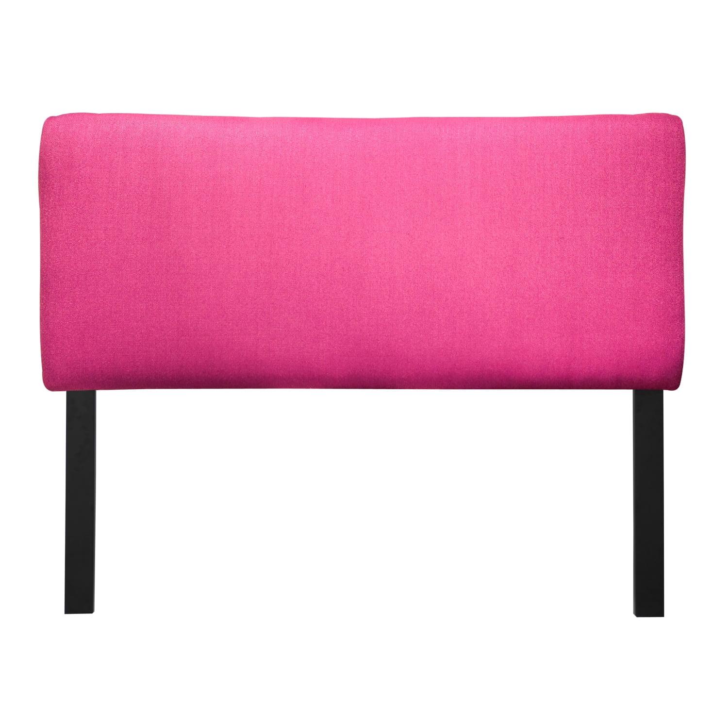 Pink Upholstered Tufted King Headboard with Wood Finish