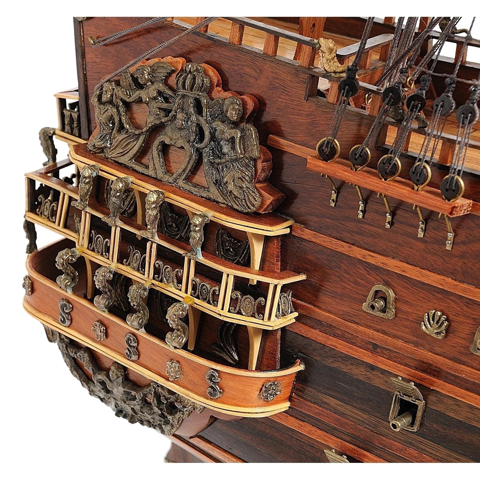 Soleil Royal 36" Handcrafted Wooden Model Ship with Metal Accents