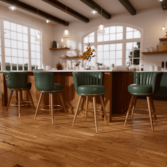 Everly Quinn Anneli Swivel 24'' Swivel Counter Height Bar Stools Counter Stools for Kitchen Island