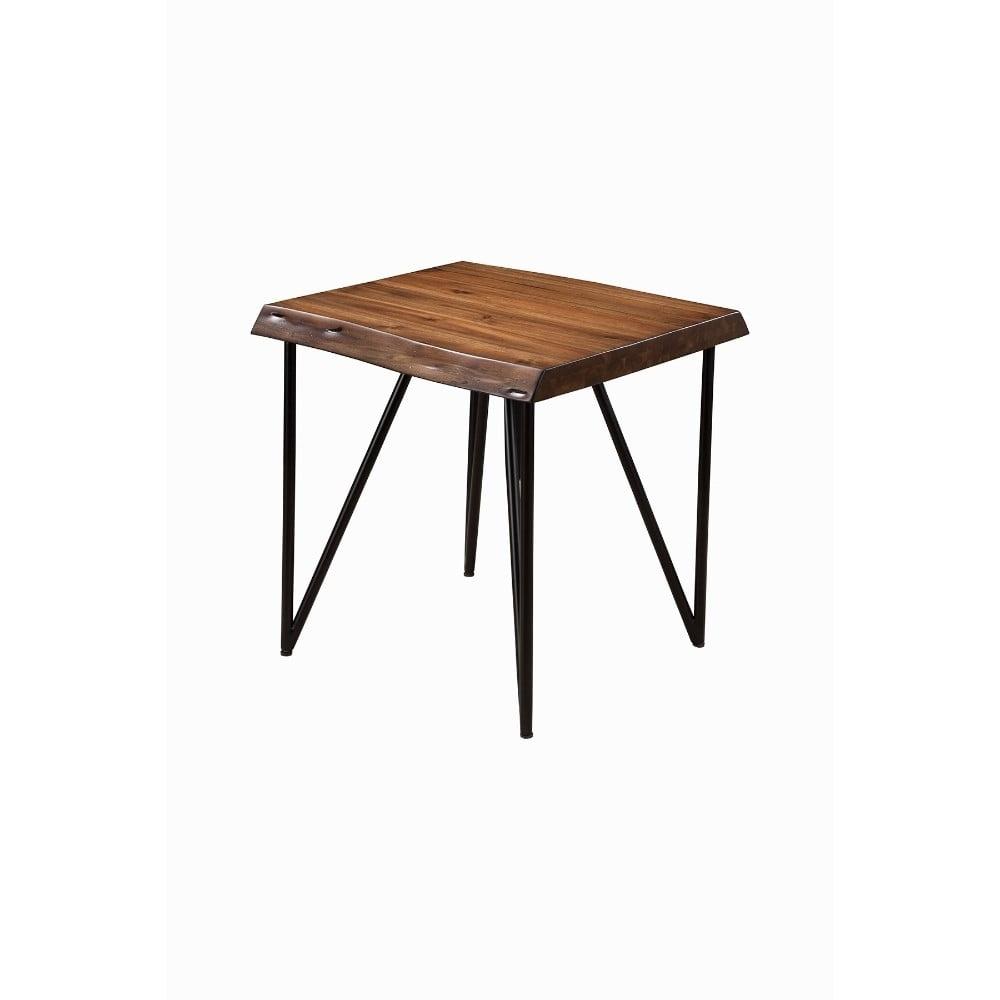 24" Square Transitional Industrial Live Edge End Table in Light Walnut