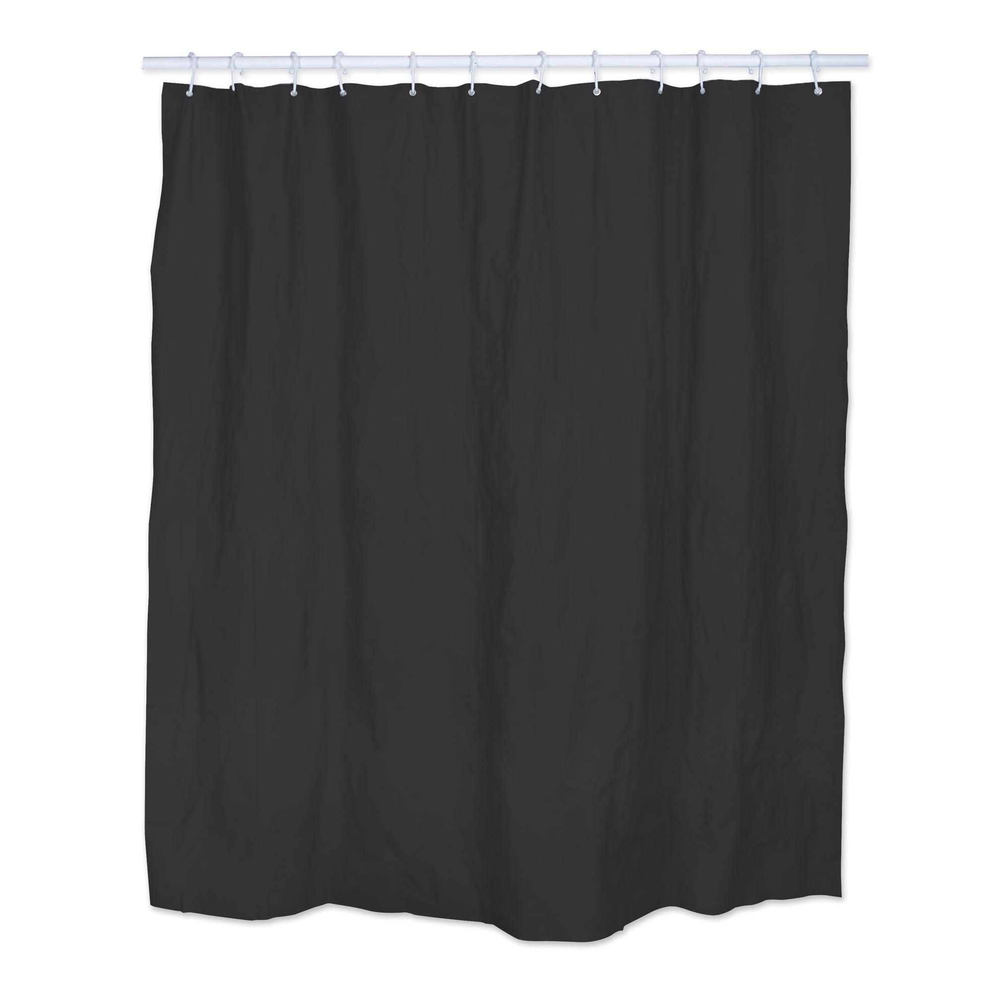 Design Imports SHOWER CURTAIN Contemporary Black Solid Print Peva Shower Curtains, 72 x 70 in, Washable