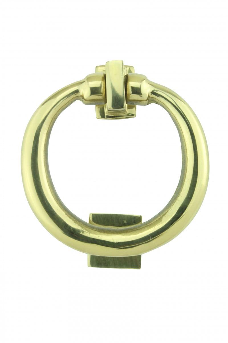 Solid Brass Antique Round Ring Door Knocker with Lacquered Finish