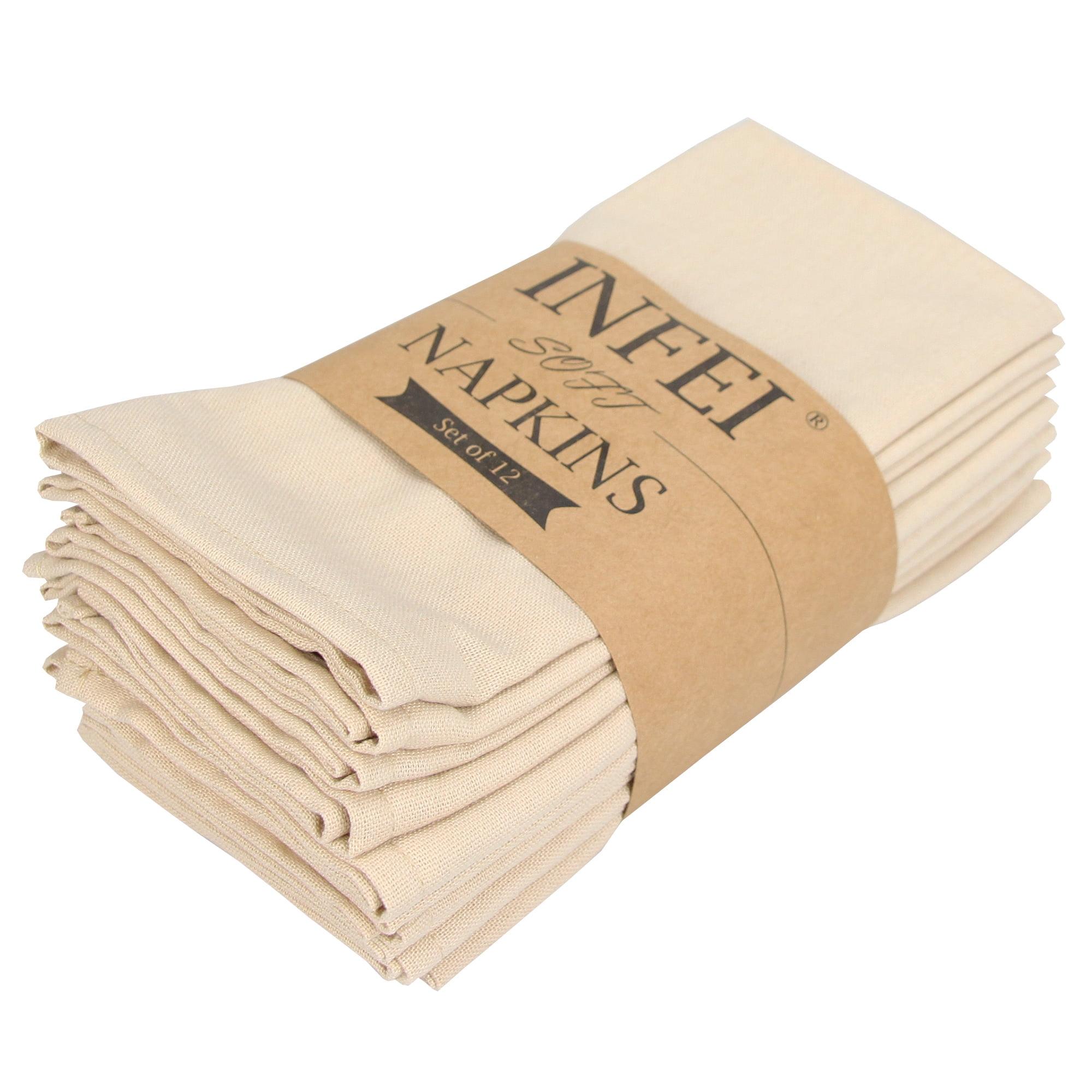 Solid Color Linen Cotton Thin Dinner Cloth Napkins Set of 12 (40 x 40 cm) for Events & Home Use