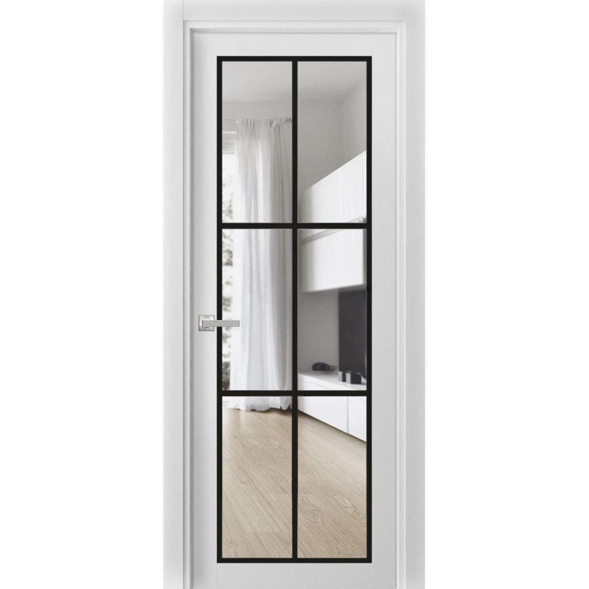 Lucia White Silk 32 x 80 Inch Clear Glass French Door