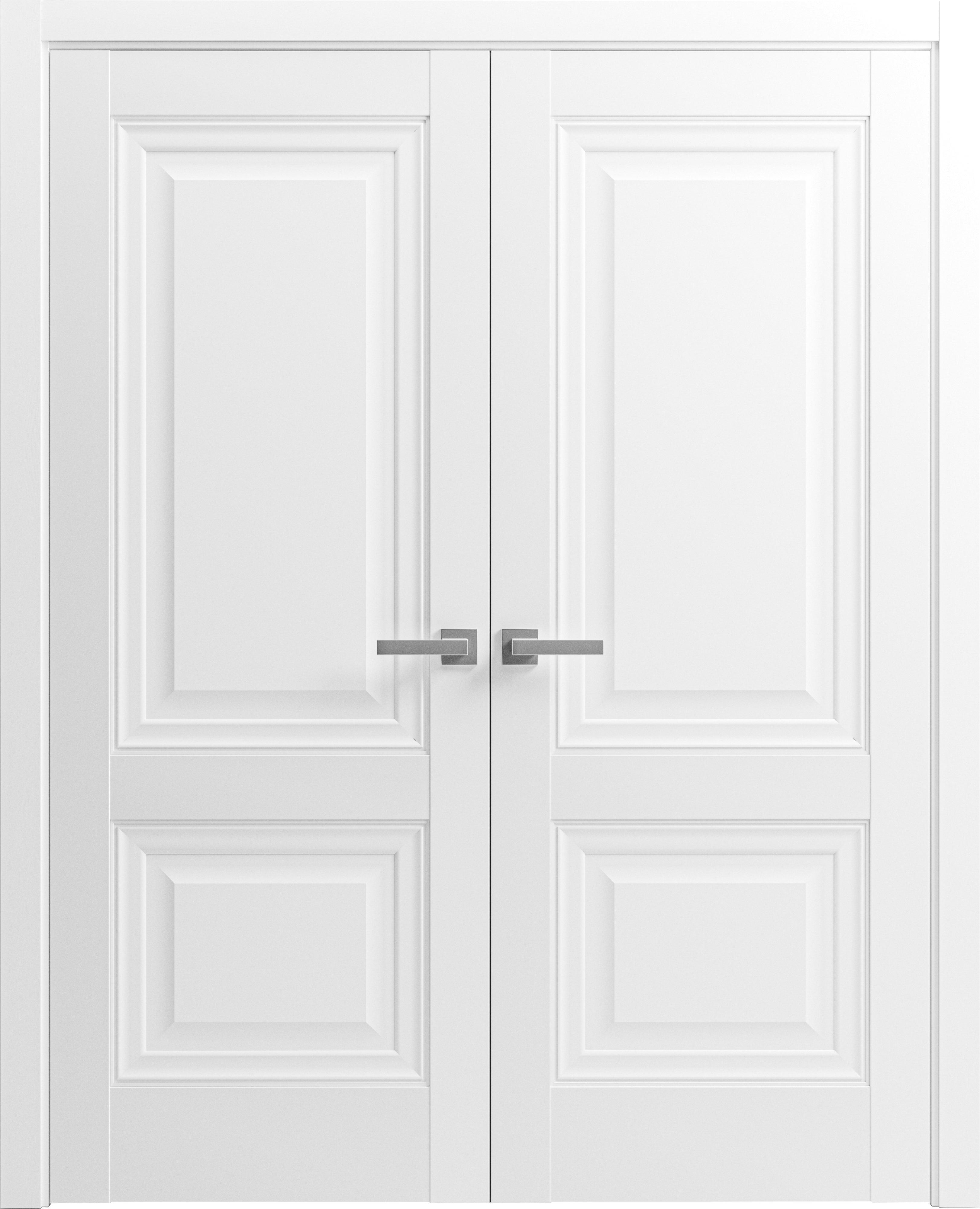SARTODOORS Solid French Double Doors | Lucia 8831 White Silk | Wood Solid Panel Frame Trims | Closet Bedroom Sturdy Doors