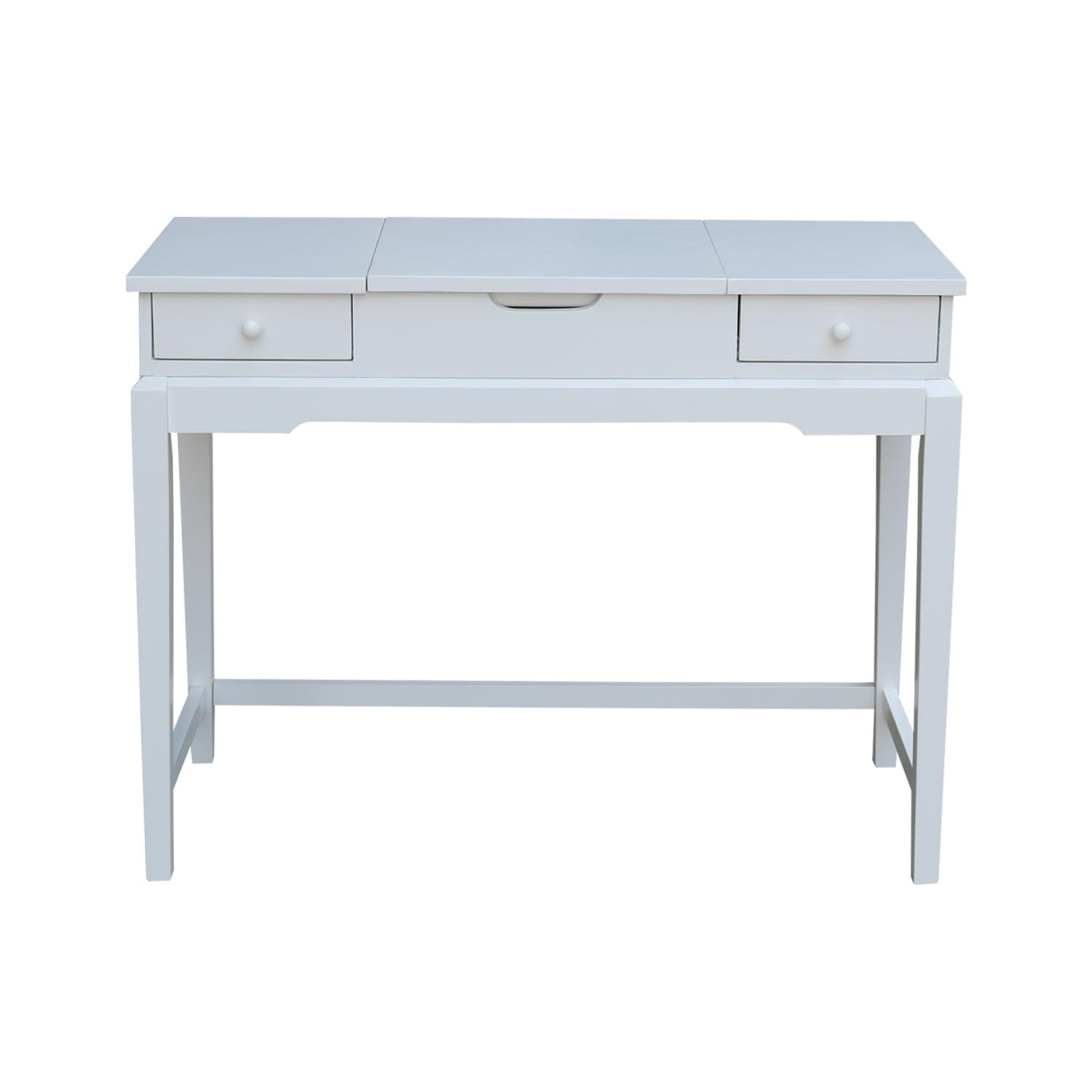 White Solid Wood Traditional Vanity Table with Bench