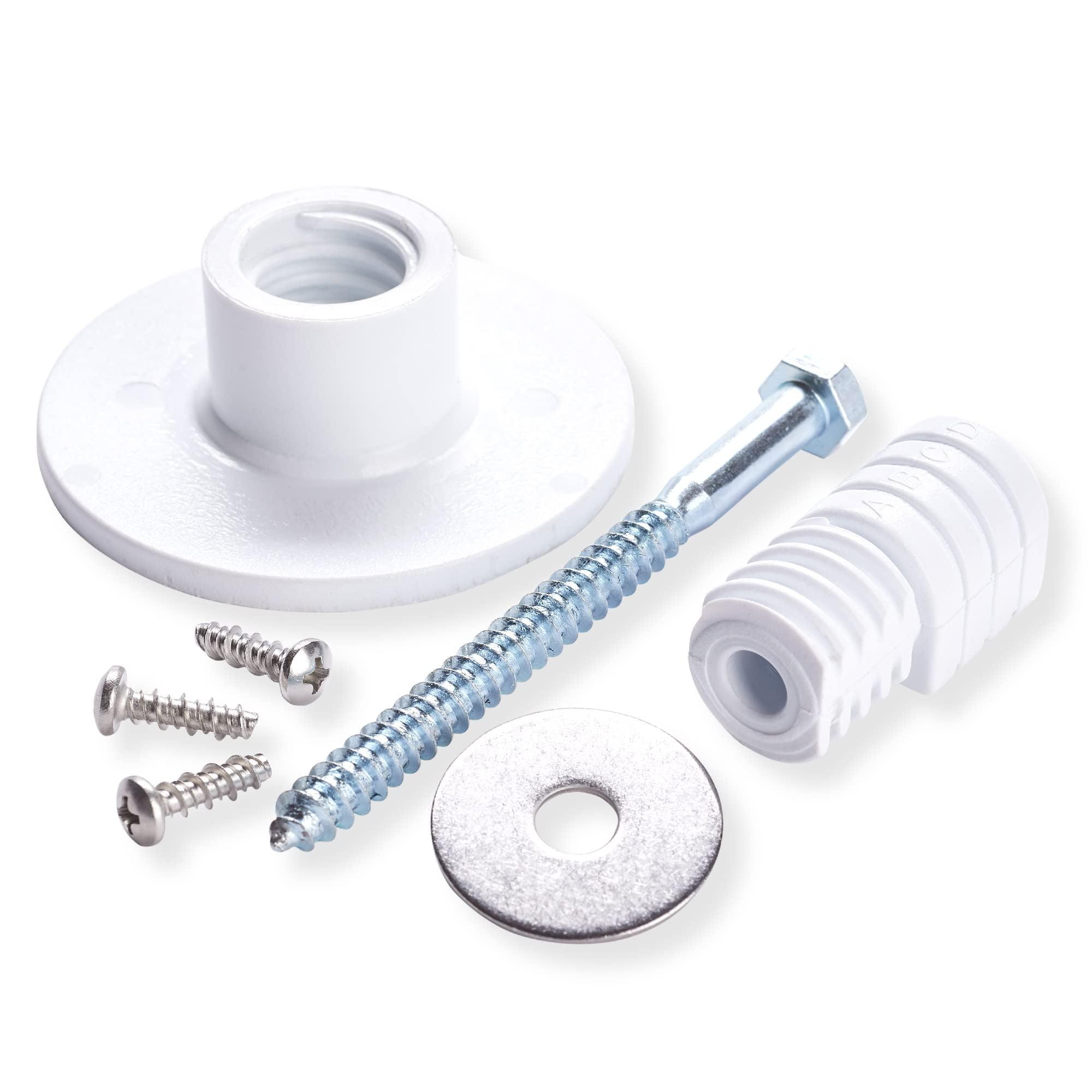 White and Silver Wall Mount Grab Bar Kit for Fiberglass Showers