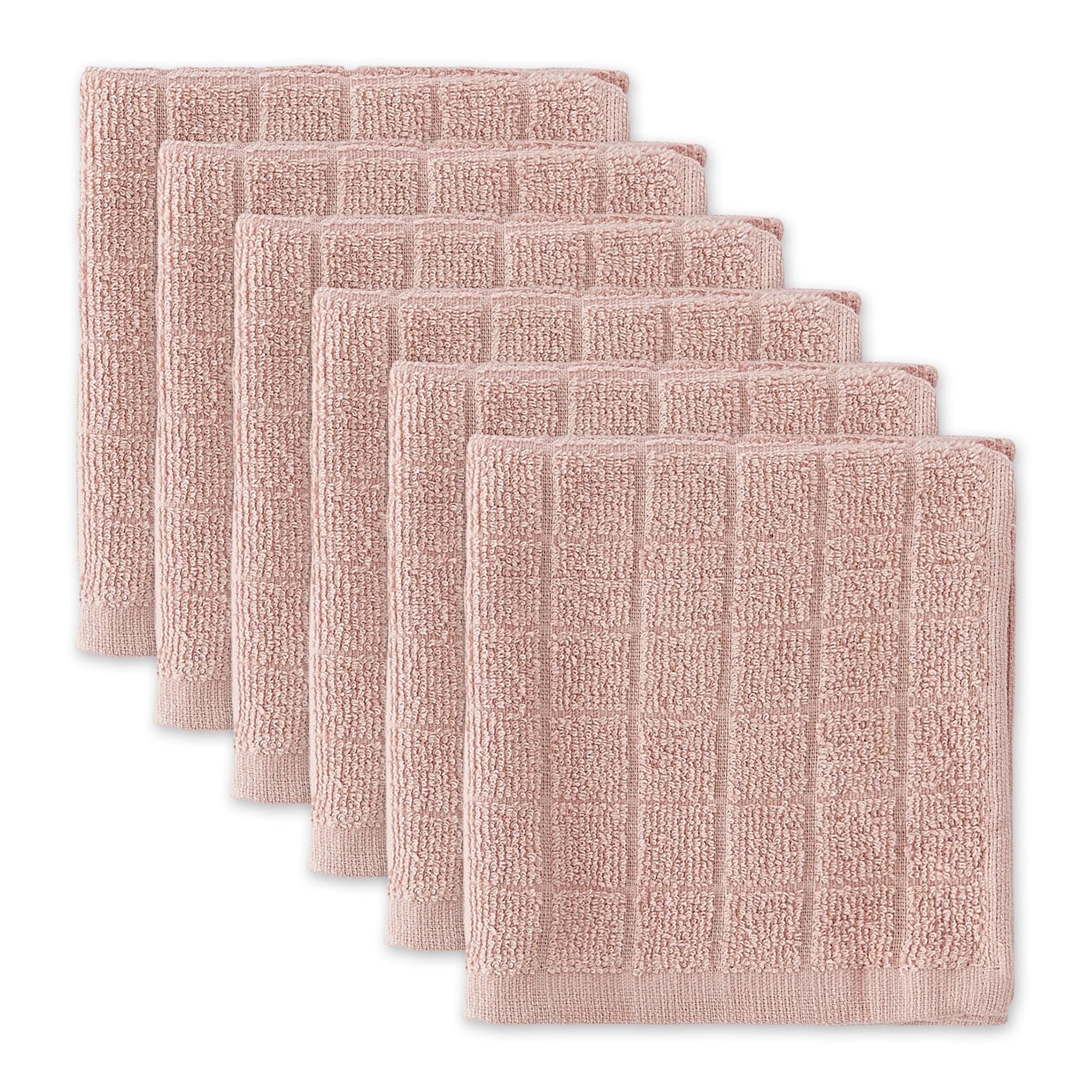 Pale Mauve Cotton Terry Dishcloth Set of 6, 12x12