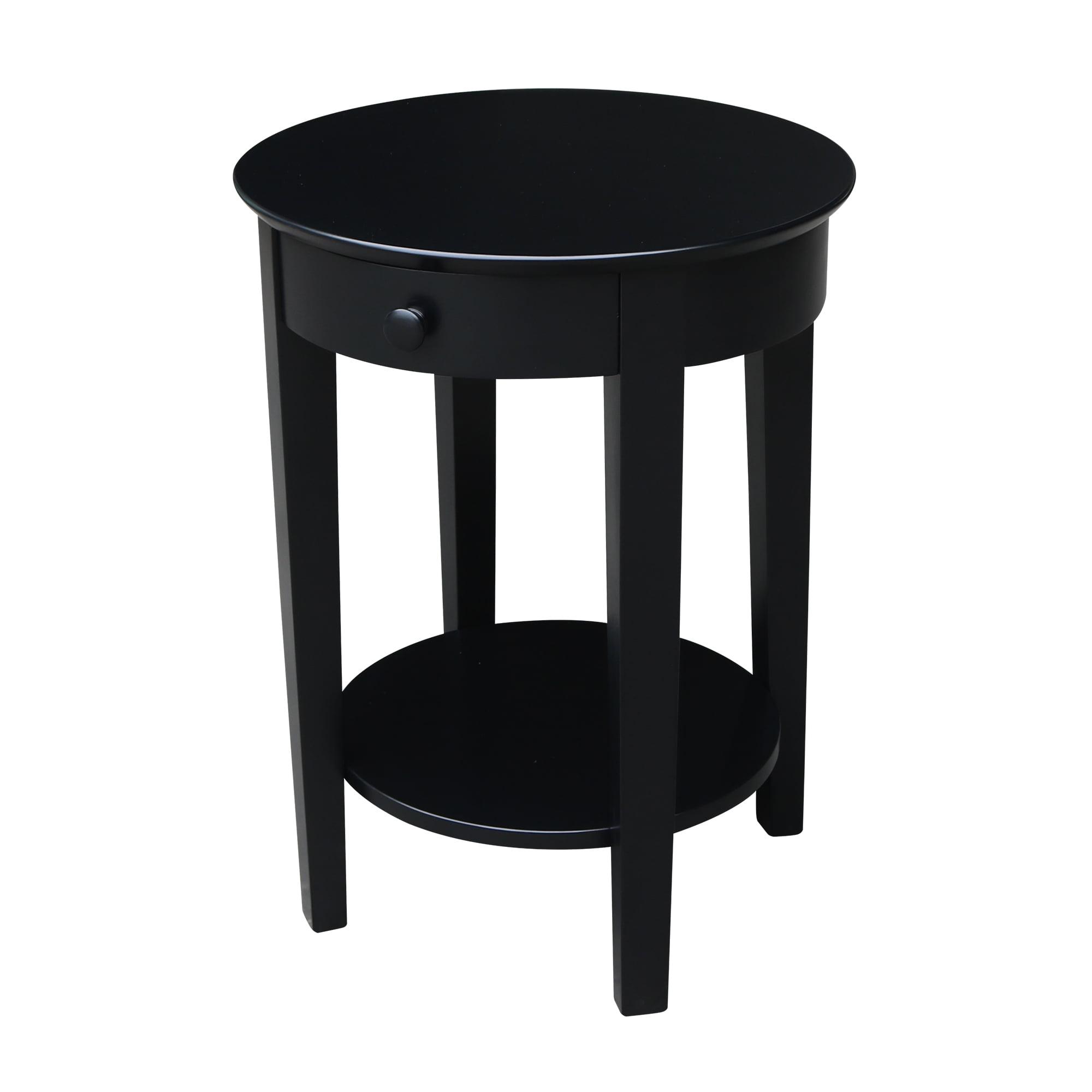 Phillips Accent Table with Drawer Black - International Concepts: Solid Parawood, Mid-Century Modern, Square Shape