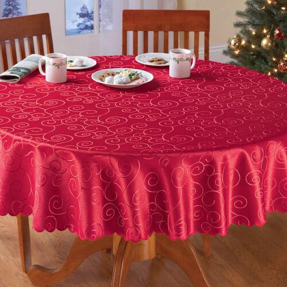 Collections Etc Fancy Scroll Scalloped Edge Festive Tablecloth