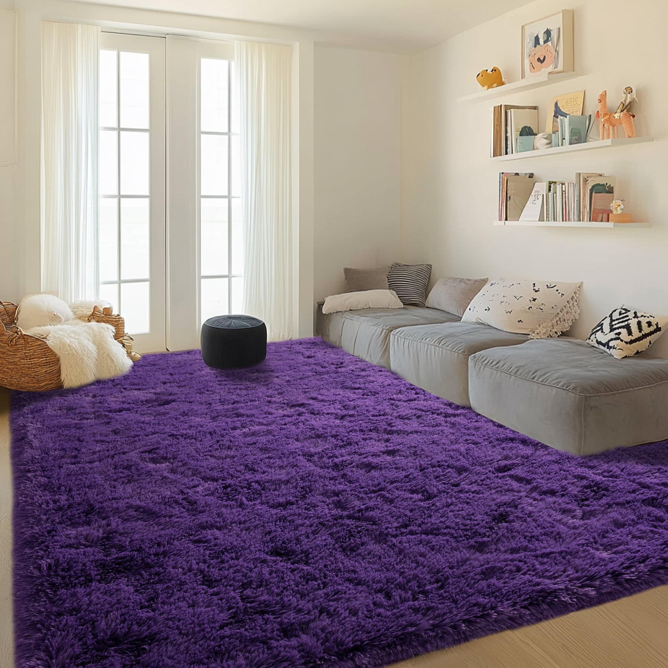 Grape Purple 8' x 10' Shag Area Rug with Memory Foam