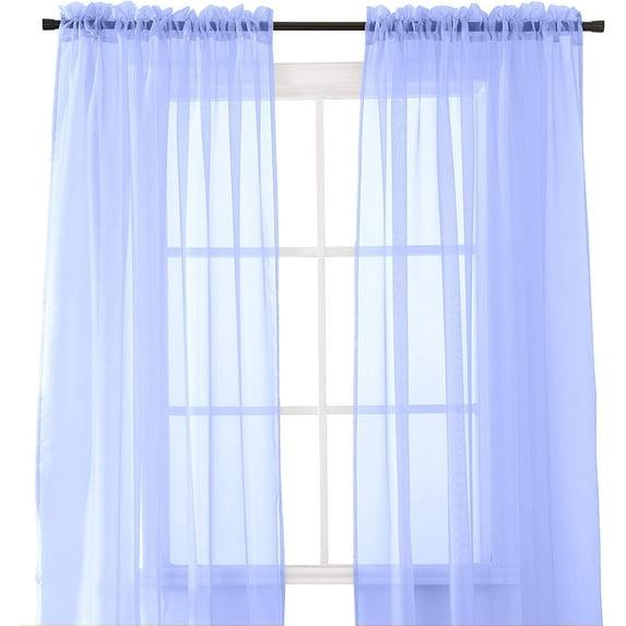 2-Piece Multipurpose Solid Colored Drapes, Sheer Window Curtains with 2 inch Rod Pocket, 60 X 84 inches, Lavender