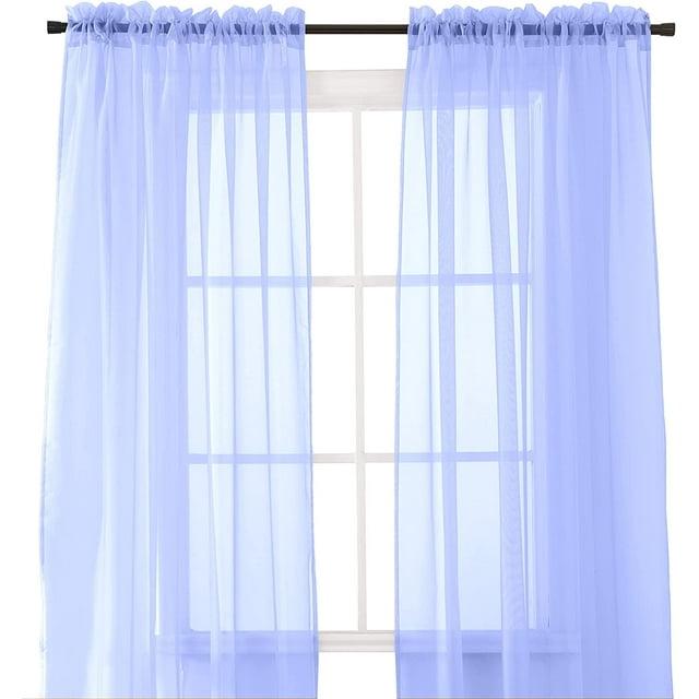 2-Piece Multipurpose Solid Colored Drapes, Sheer Window Curtains with 2 inch Rod Pocket, 60 X 84 inches, Lavender