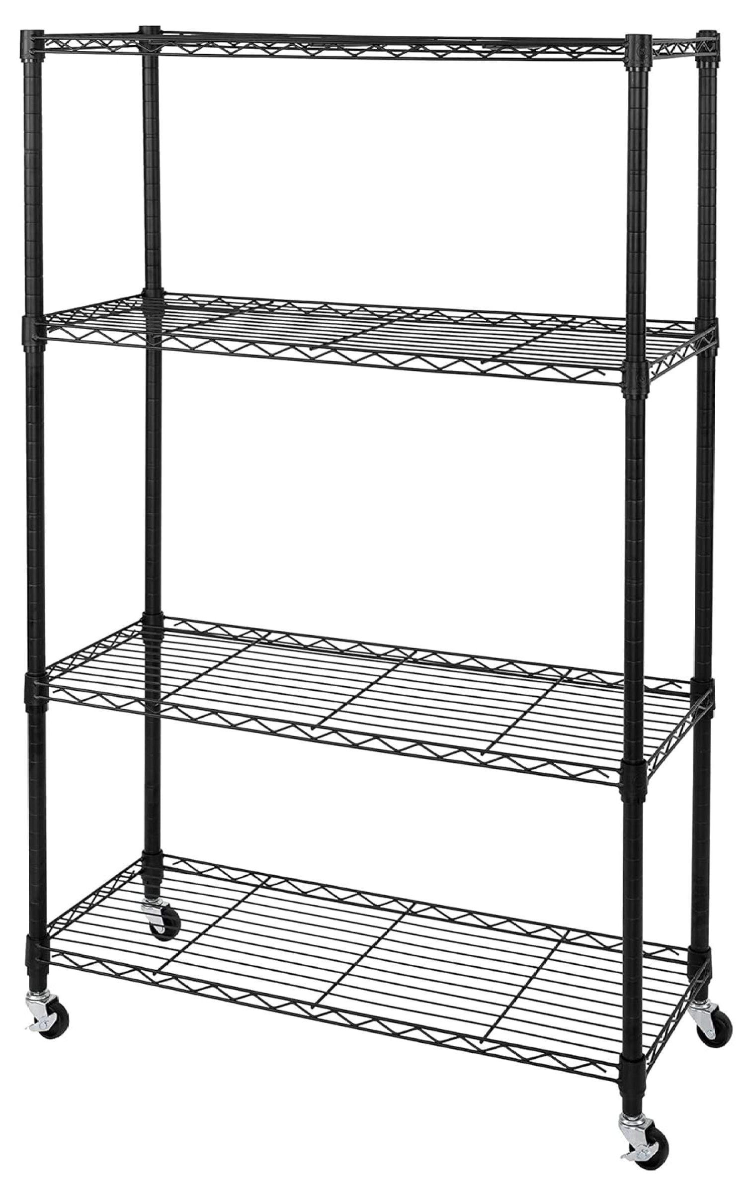 Solid Steel Wire Shelving Storage Unit Adjustable Shelves Organizer Rack, for Home, Kitchen, Office, Garage, Bedroom, Closet, Black, 4-Tier, 36" W x 14" D