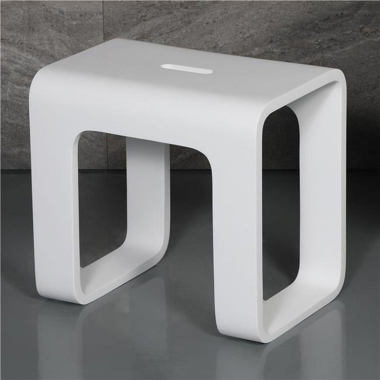 Matte White Solid Surface Resin 16.8" Shower Bench