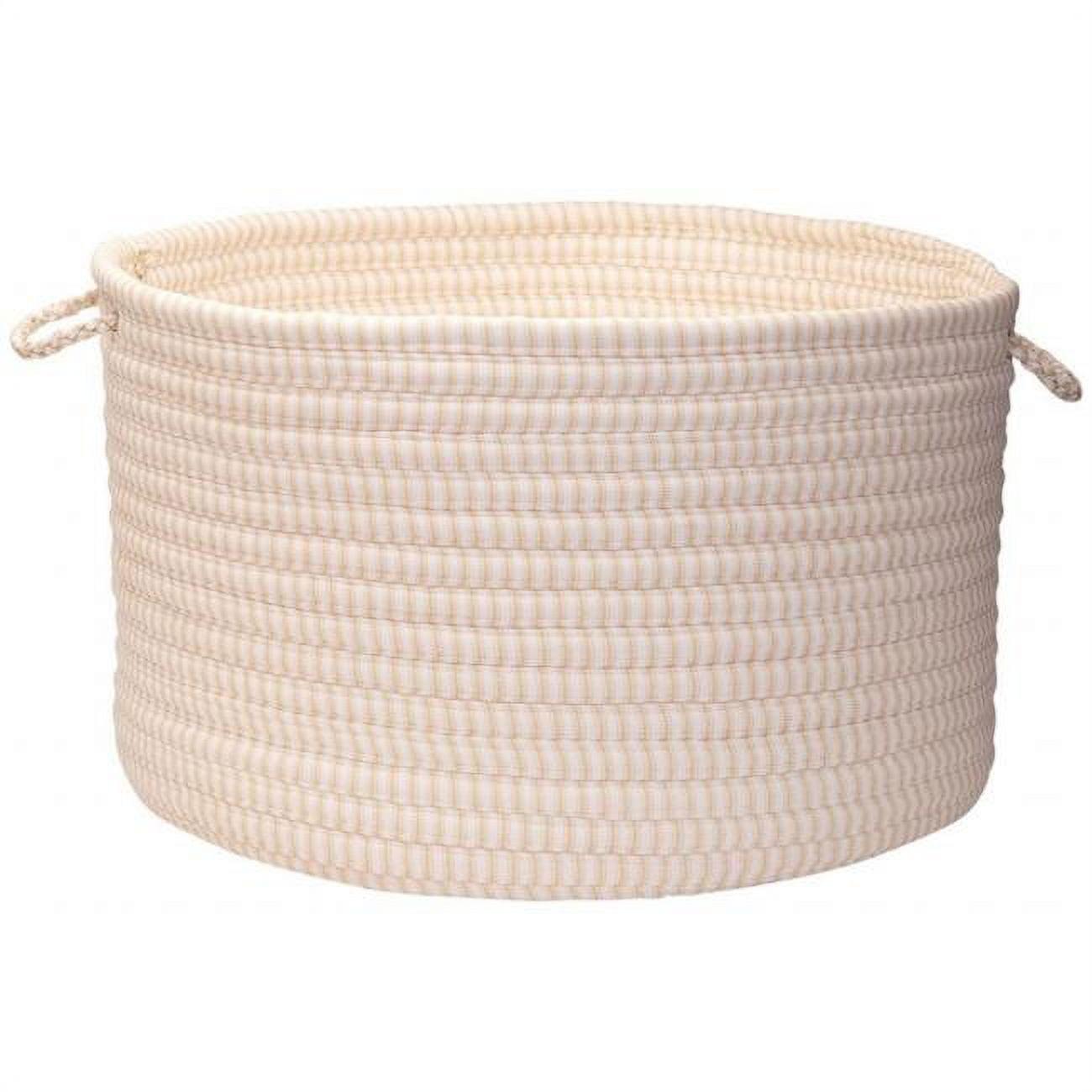 Canvas & White Braided Round Storage Basket 18"x12"