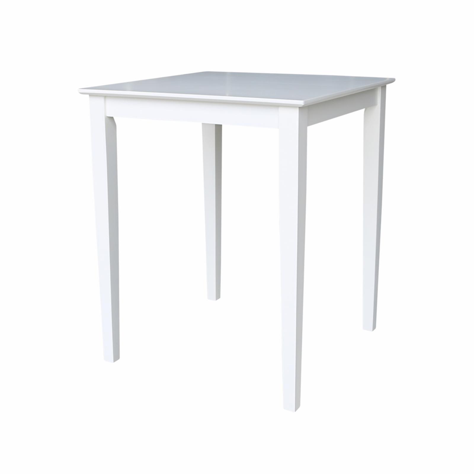 Elegant White Rubberwood 30" Square Counter Height Dining Table
