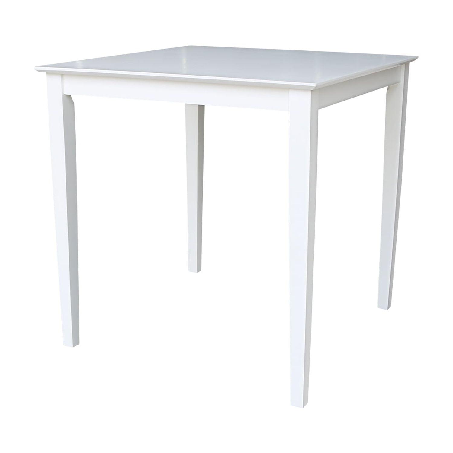 International Concepts Solid Wood 36" Square Counter Height Dining Table White: 4-Seat, Non-Extension, Wood Frame
