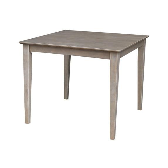 Solid Wood 30" X 30" Counter Height Table Washed Gray Taupe - International Concepts: Parawood, Square, Pedestal Base
