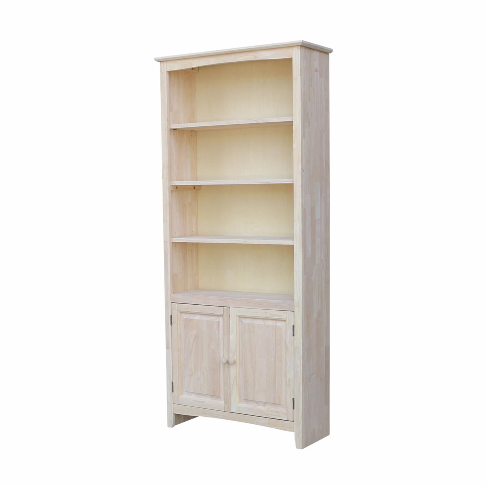 Unfinished Solid Wood 78 Inch Adjustable Shaker Bookcase