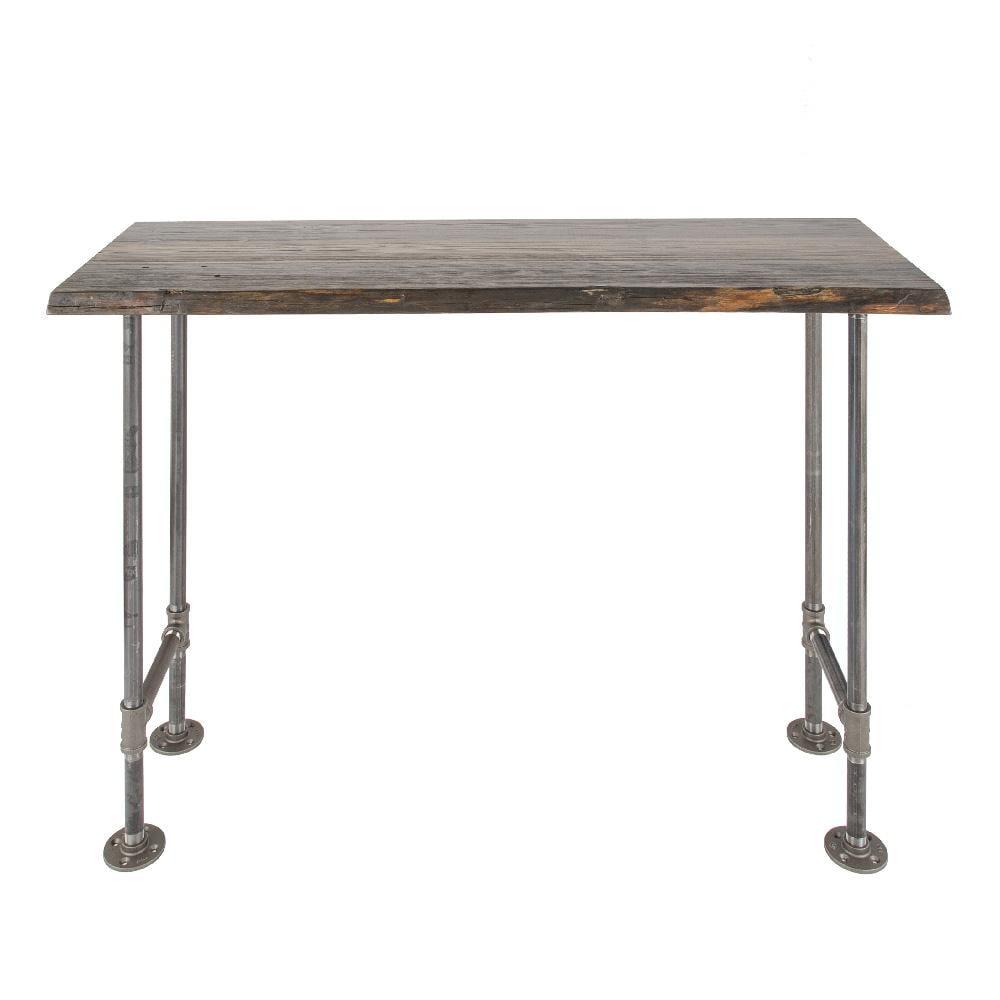 48" Boulder Black Wood Console Table with Industrial Pipe Legs