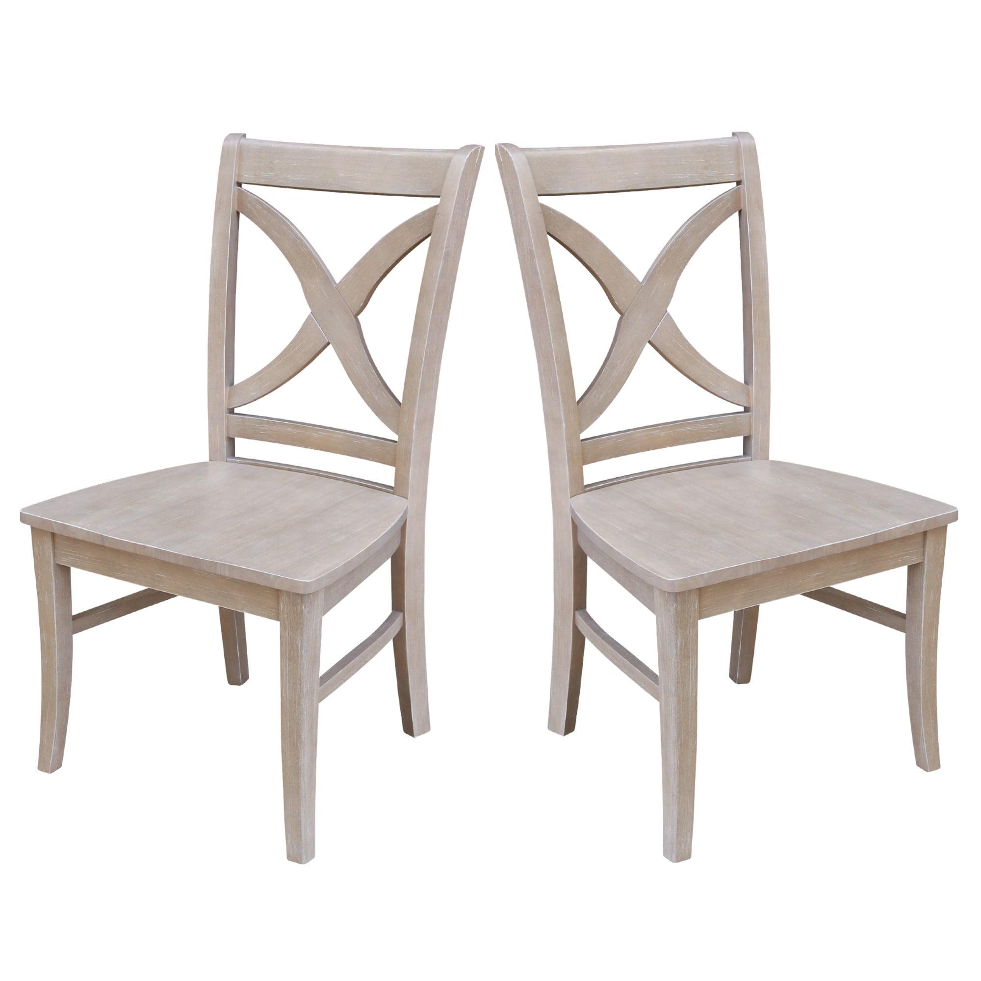 Solid Wood Cross Back Side Chair in Taupe