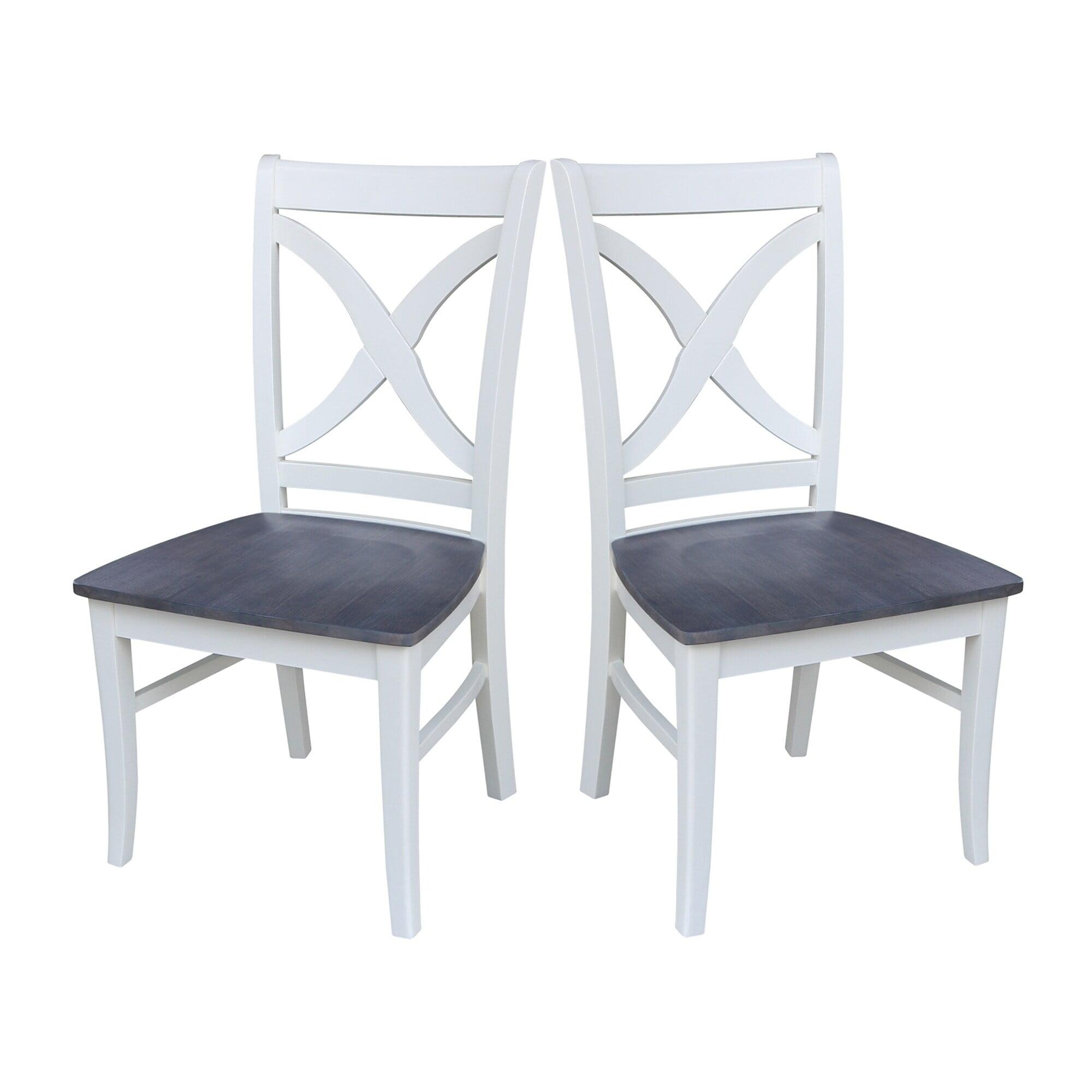 Gray Cross Back Solid Wood Side Chair