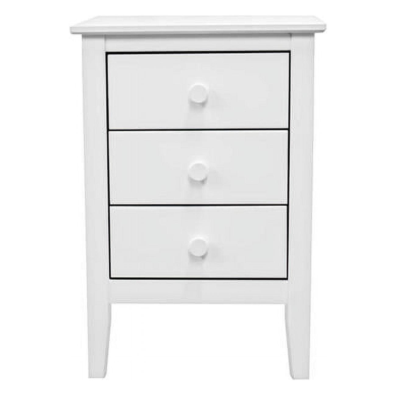 Sustainable Solid Pine 3-Drawer White Nightstand