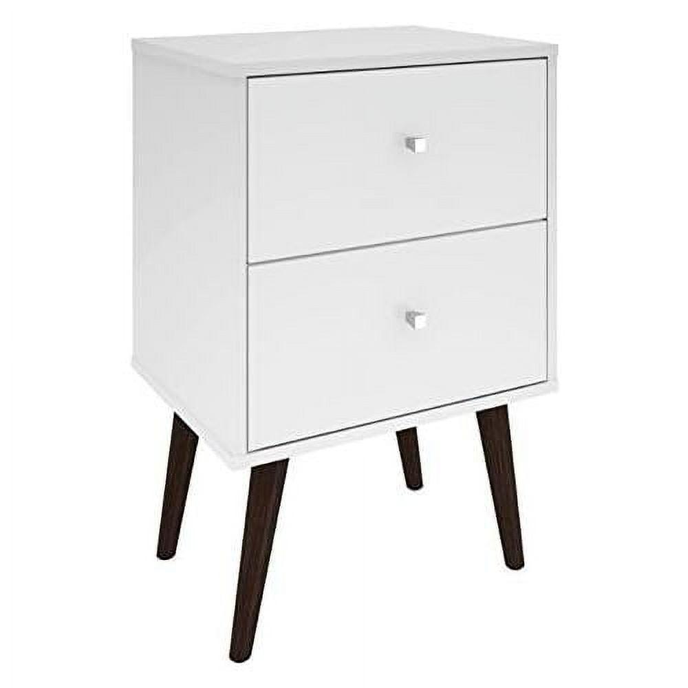 Liberty Solid Wood White & Rustic Brown Mid-Century Modern 2-Drawer Nightstand