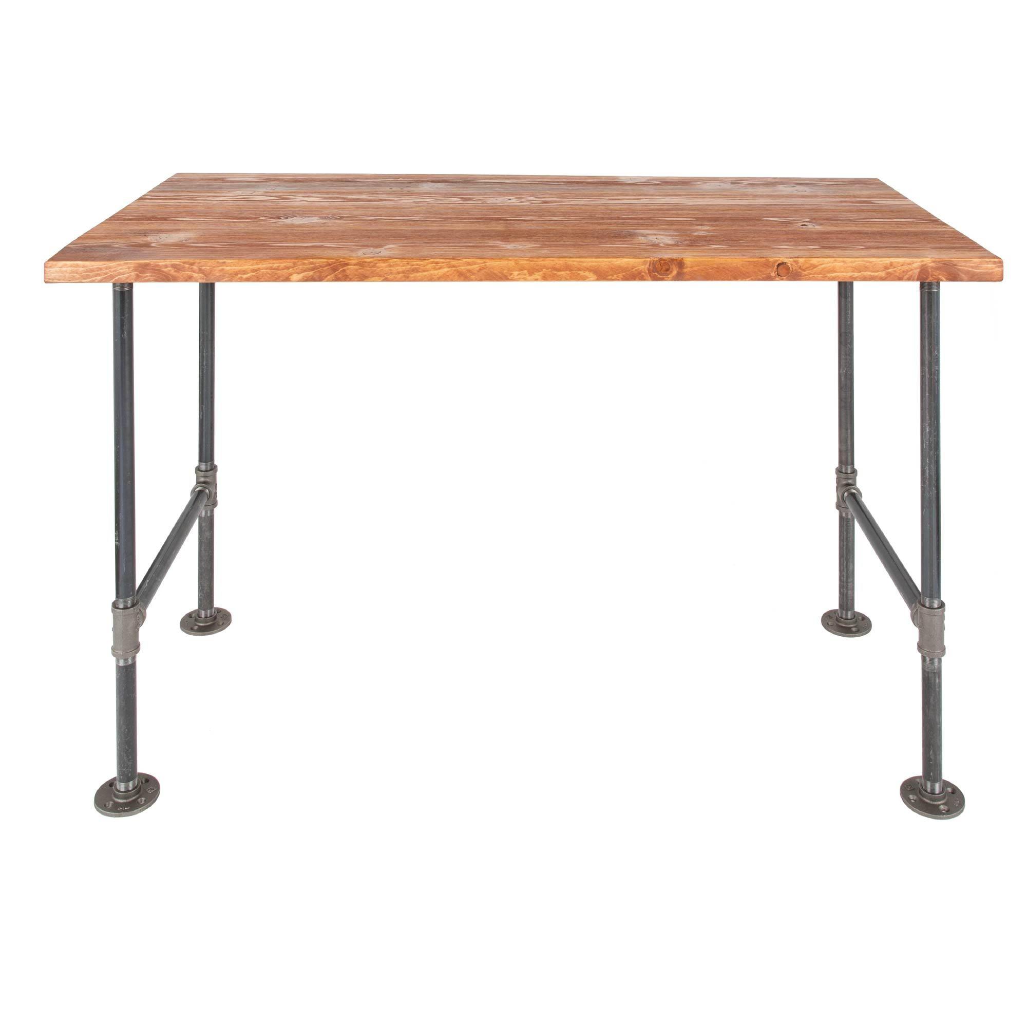 24 In. X 48 In. X 30 In. Wood Office Desk With Industrial Steel Pipe Legs