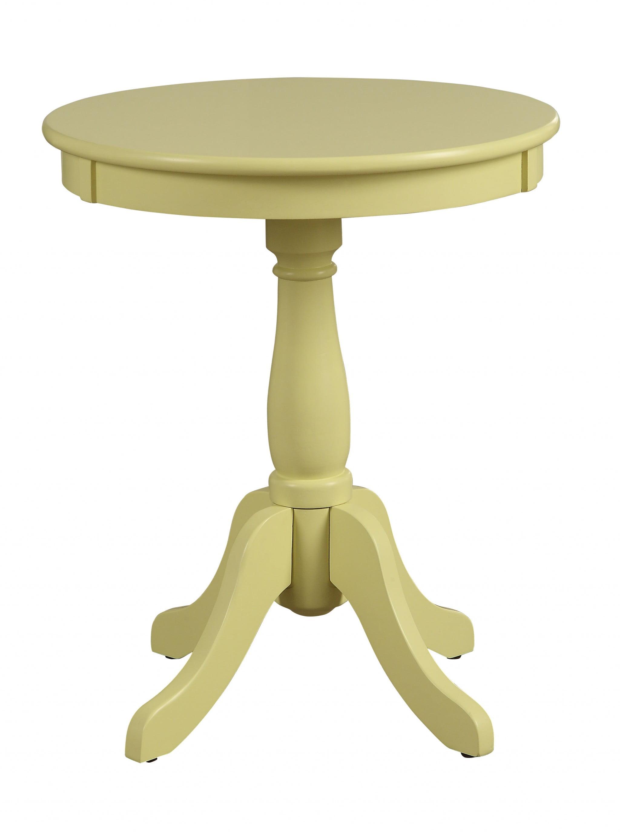 Elegant Light Yellow Round Pedestal Wood Side Table