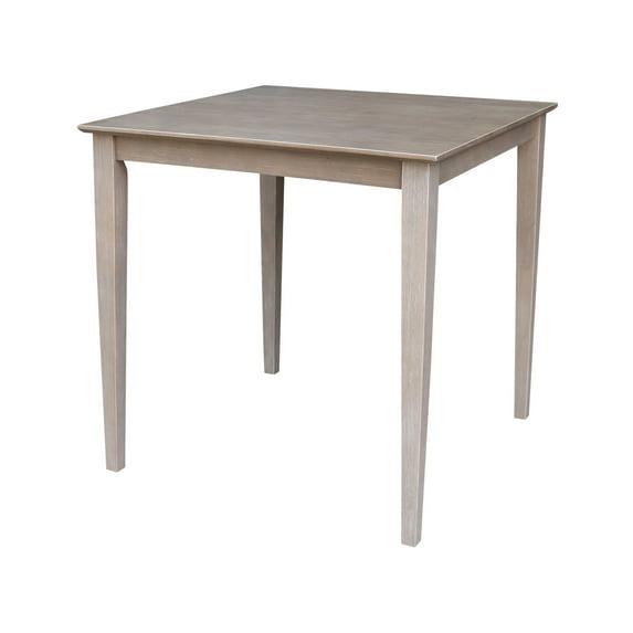 Solid Wood 30" X 30" Counter Height Table Washed Gray Taupe - International Concepts: Parawood, Square, Pedestal Base