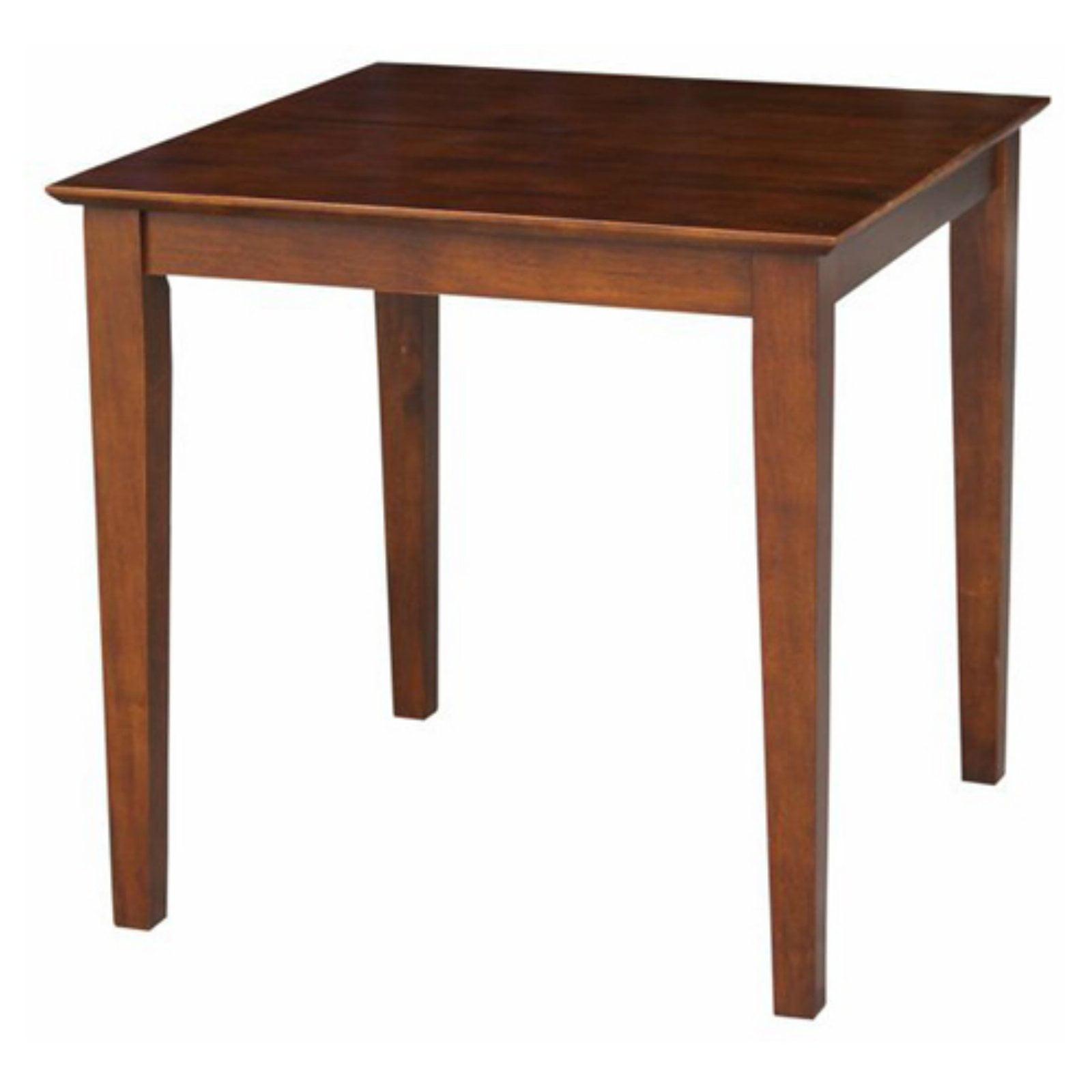 Solid Wood Top Dining Table with Shaker Legs Brown - International Concepts: Parawood, Non-Extension, Square Shape, Seats 4