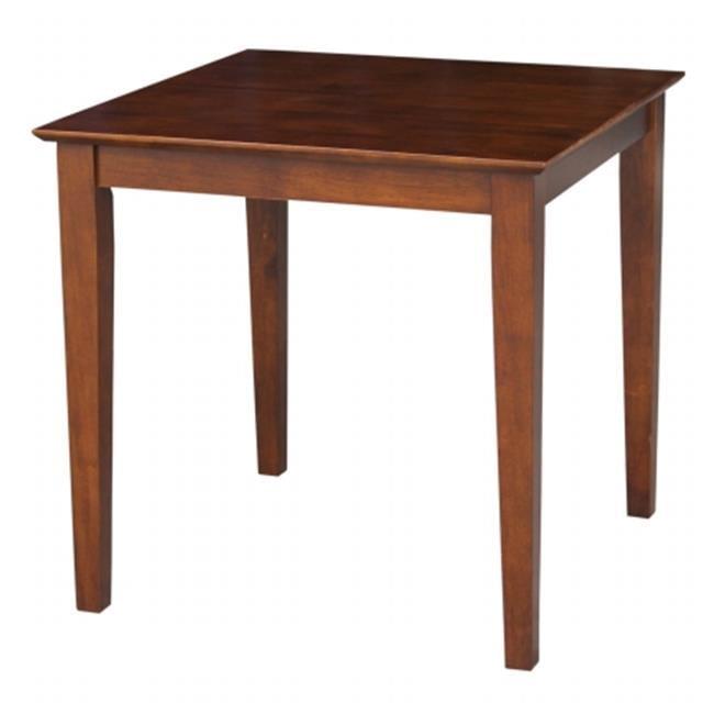 International Concepts Solid Wood Top Dining Table with Shaker Legs Brown: Parawood, Non-Extension, Square Shape, Seats 4