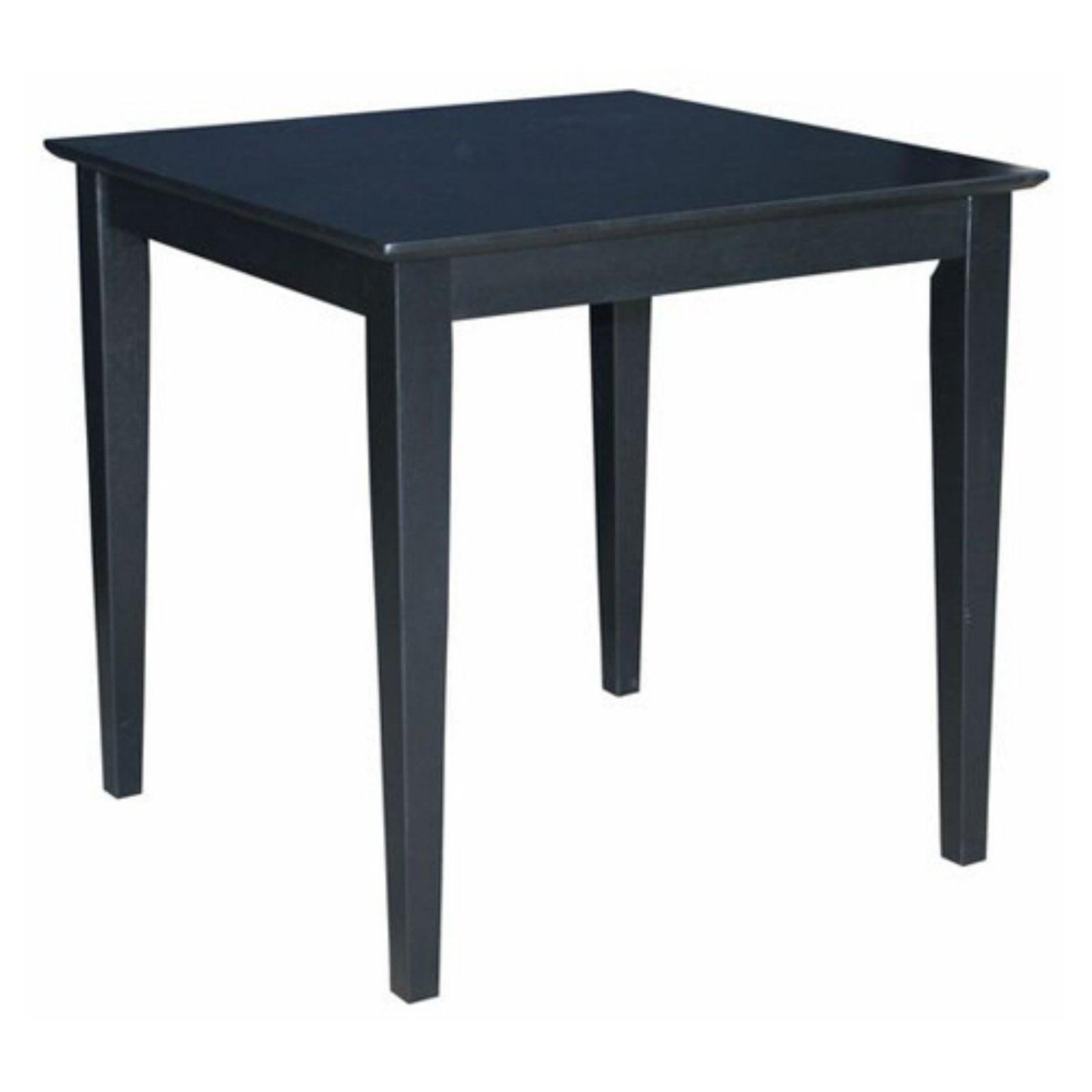 Petite Black Solid Wood Square Dining Table with Tapered Legs